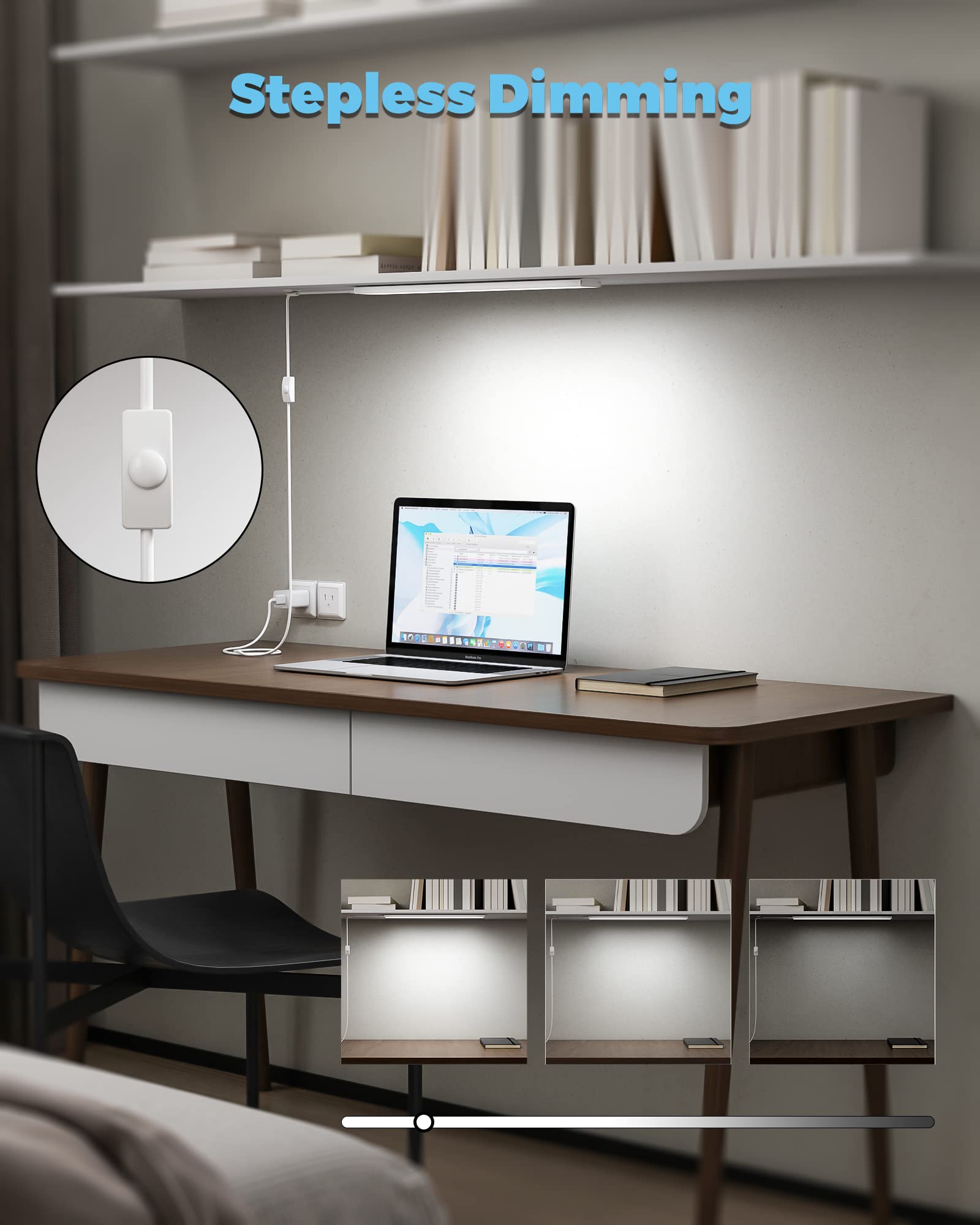 Asoko Plug-In Under Cabinet Lighting, 16Inch Led Workbench Lights With Super Brighten 700Lumen And Dimmable 6000K Cool White, Me
