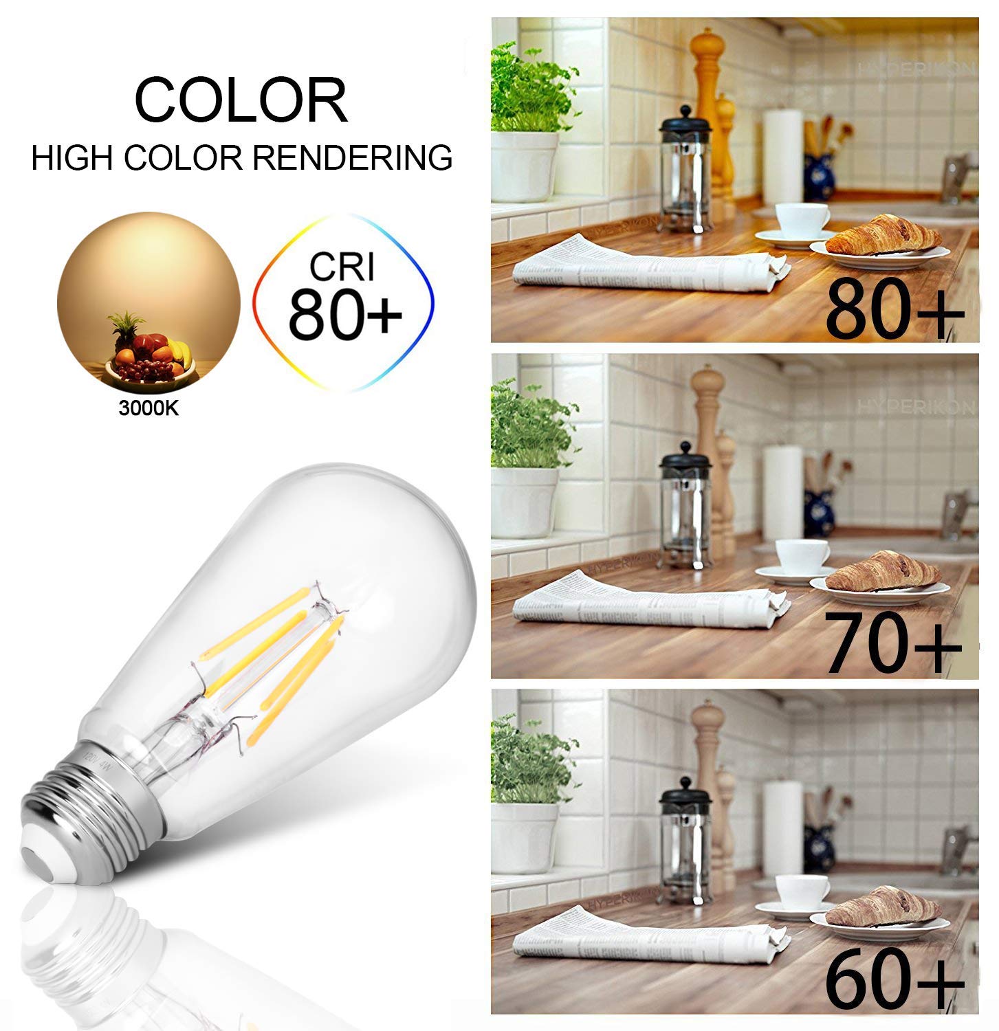 NOTOC LED Edison Bulb 40W Vintage Glass Warm White 2700K Pack of 12 Non-Dimmable 450 Lumens