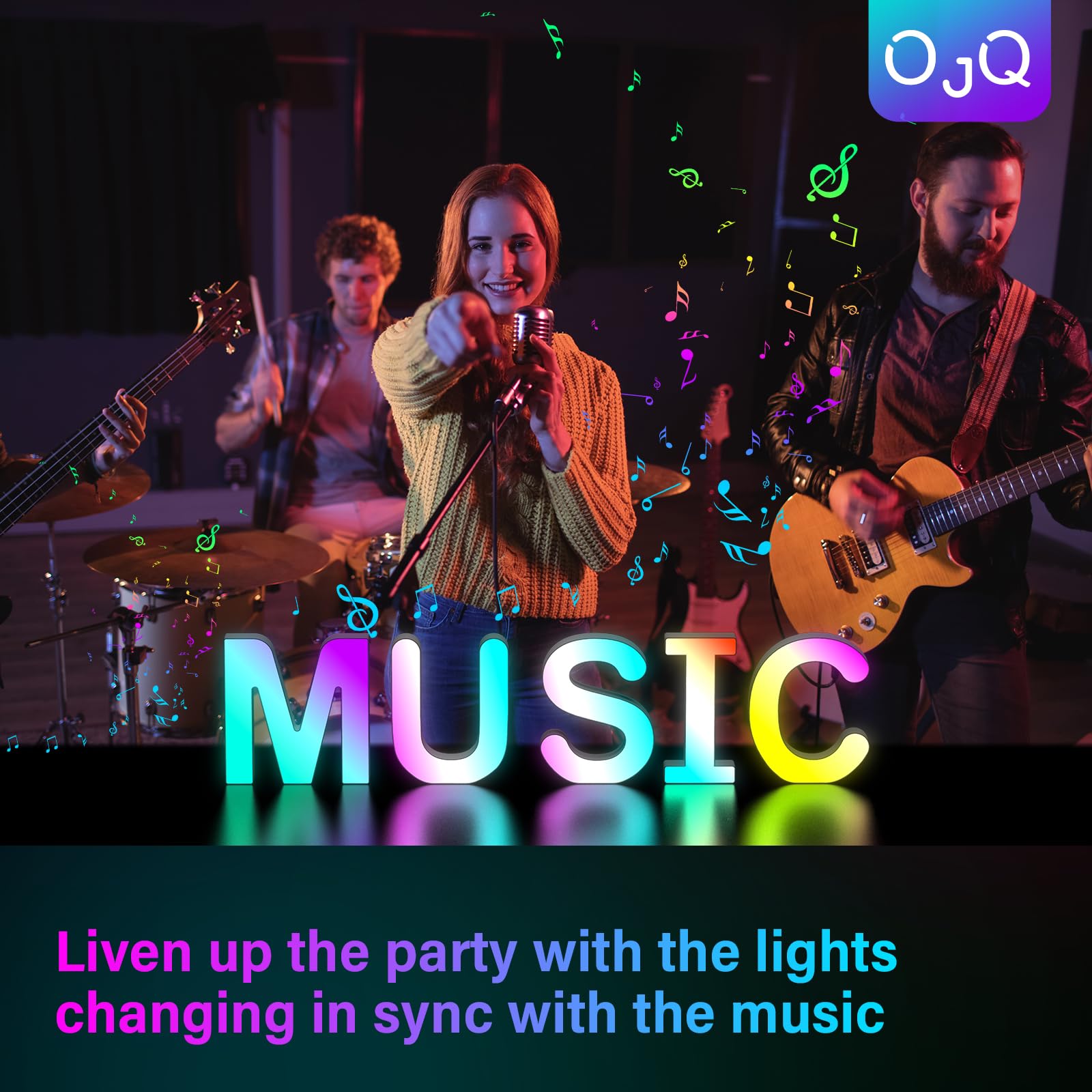 OJQ Light Up Letters LED Alphabet - Music Sync Color Change Decor - Model A1 - Plastic - Perfect for Girls Birthday & Christmas Gifts