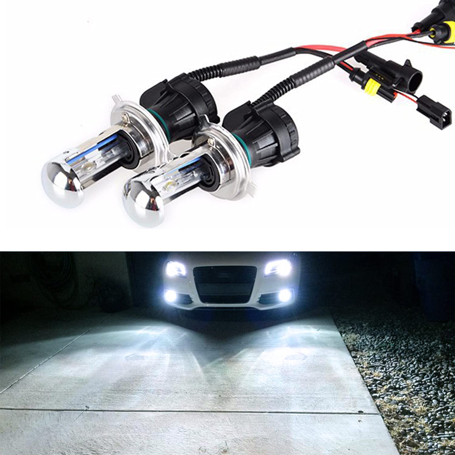 Troniz H4 9003 Bi-Xenon HID Bulbs 35W Super Bright Dual Hi/Lo Headlight Replacement, 6000K Cool White, Pack of 2