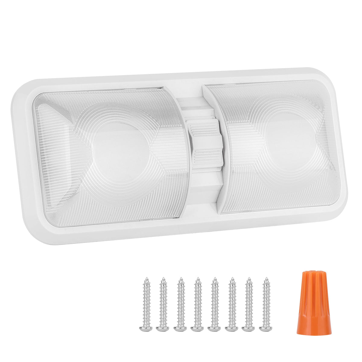 Rvzone Rv Interior Natural White 12V Led Ceiling Double Dome Light Fixture 1100 Lm Frosted Rv Interior Lighting For Bedroom, Liv