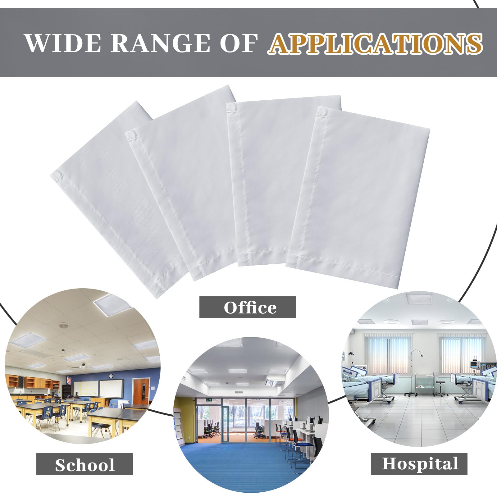 VIHOSE 4 Pcs Fluorescent Light Covers for Ceiling Lights - Reduces Glare & Flicker - 2 x 2 Feet - Solid Style - Model ANB-VIHOSE