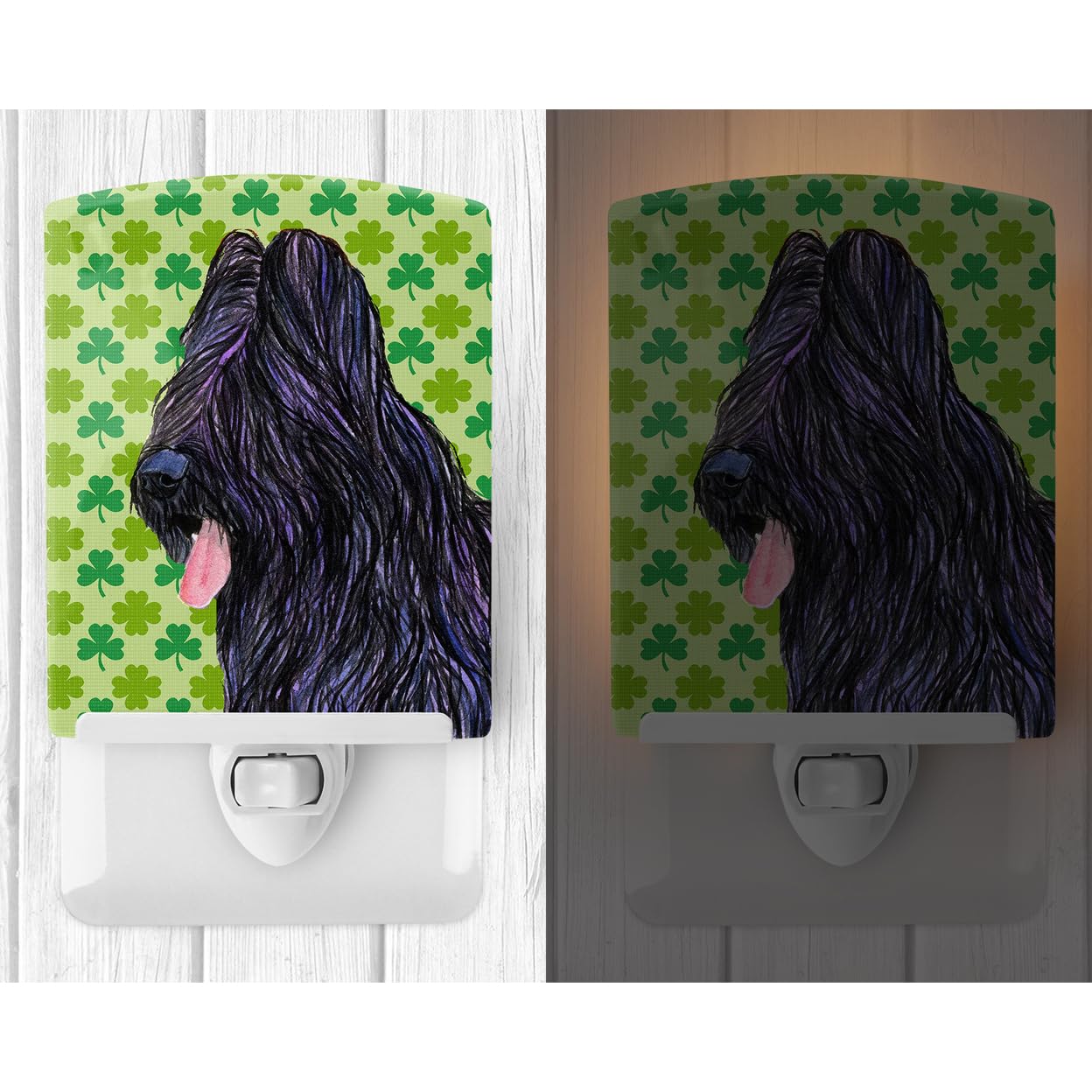 Carolines Treasures Ceramic Night Light, Briard Shamrock Design, UL-Certified, 6x4x3in, Multicolor, Model SS4420CNL