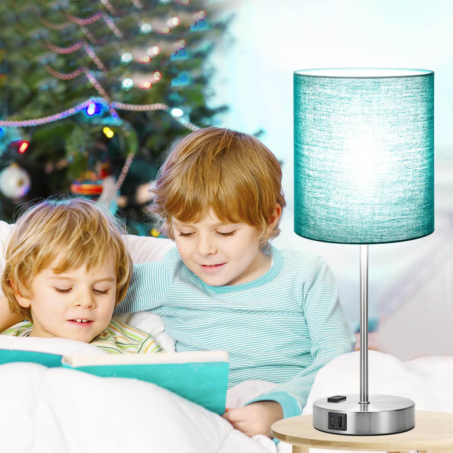 ???????? ?????? Green Touch Table Lamps Set Of 2 With 2 Usb & Ac Outlet, 3-Way Dimmable Bedside Nightstand Lamps For Bedroom Lam