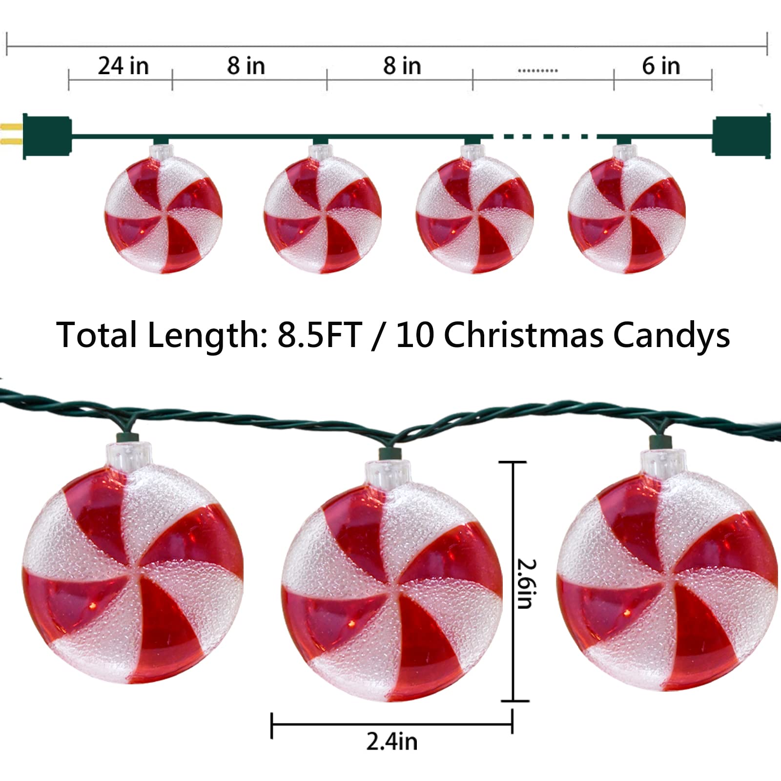 Cbebew 8.5Ft Candy String Lights - 10 Lollipop Lights For Indoor/Outdoor Holiday Decor