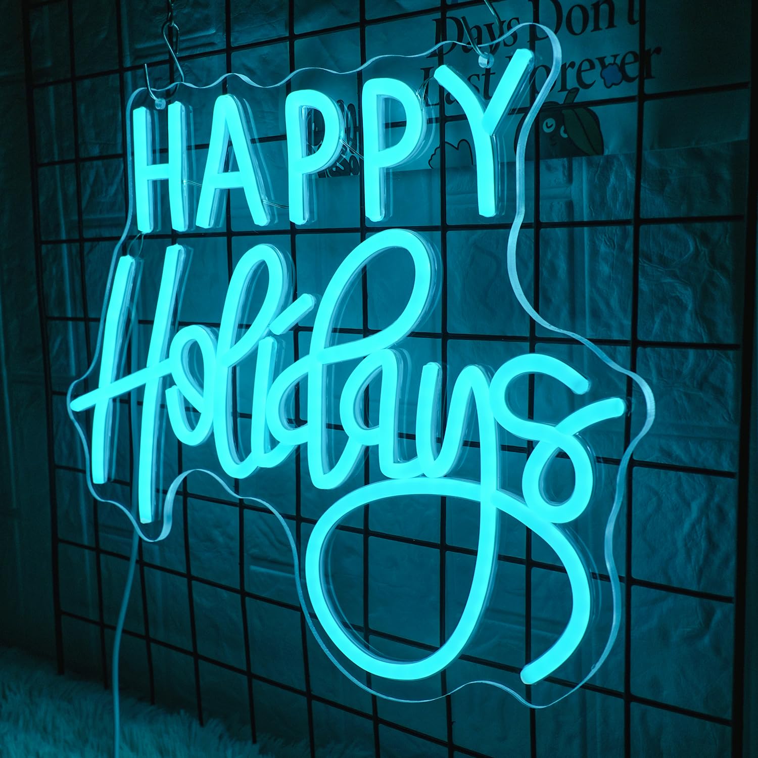 Lmsignly Happy Holidays Neon Sign For Wall Decor Blue Holiday Neon Lights Dimmable Led Christmas Neon Signs For Christmas  Thanksgiving  New Year