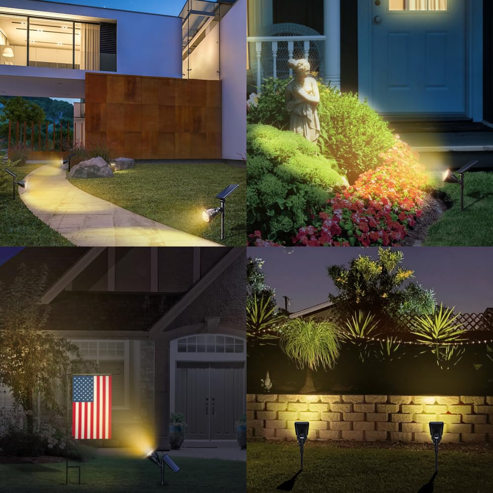 Osord Solar Landscape Spotlights, Solar Lights Outdoor 18 Led Waterproof Solar Spot Lights Soft Warm White Landscape Lighting Au