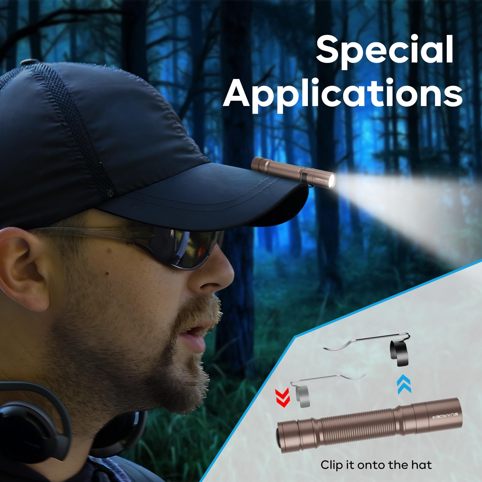 Euarder Small Flashlight, Mini Flashlight, Super Bright Pocket Pen Light, 3 Modes, High Lumen Ultra-Compact Powerful Led Flashli