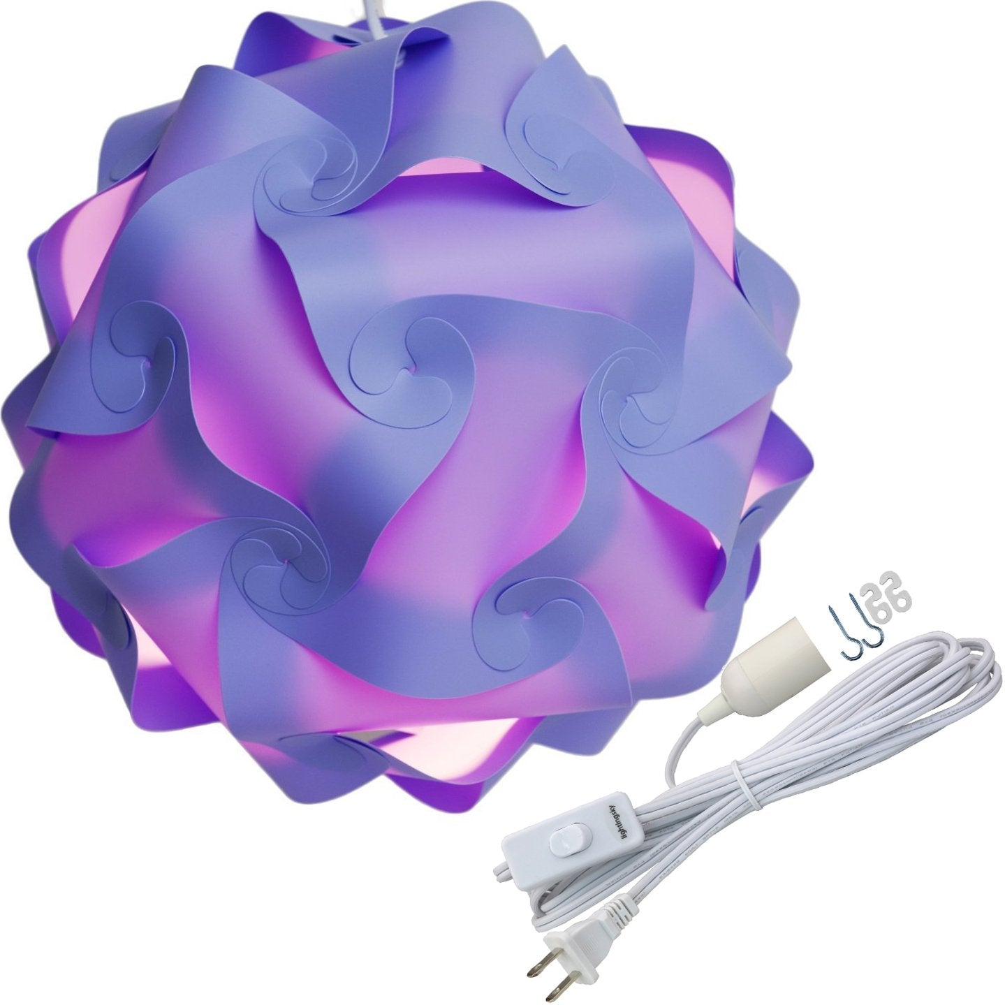 Lightingsky Diy Iq Jigsaw Puzzle Lamp Shade Ceiling Pendant Lampshade Kit With 15 Feet Hanging Cord (Purple, L-12 Inch)