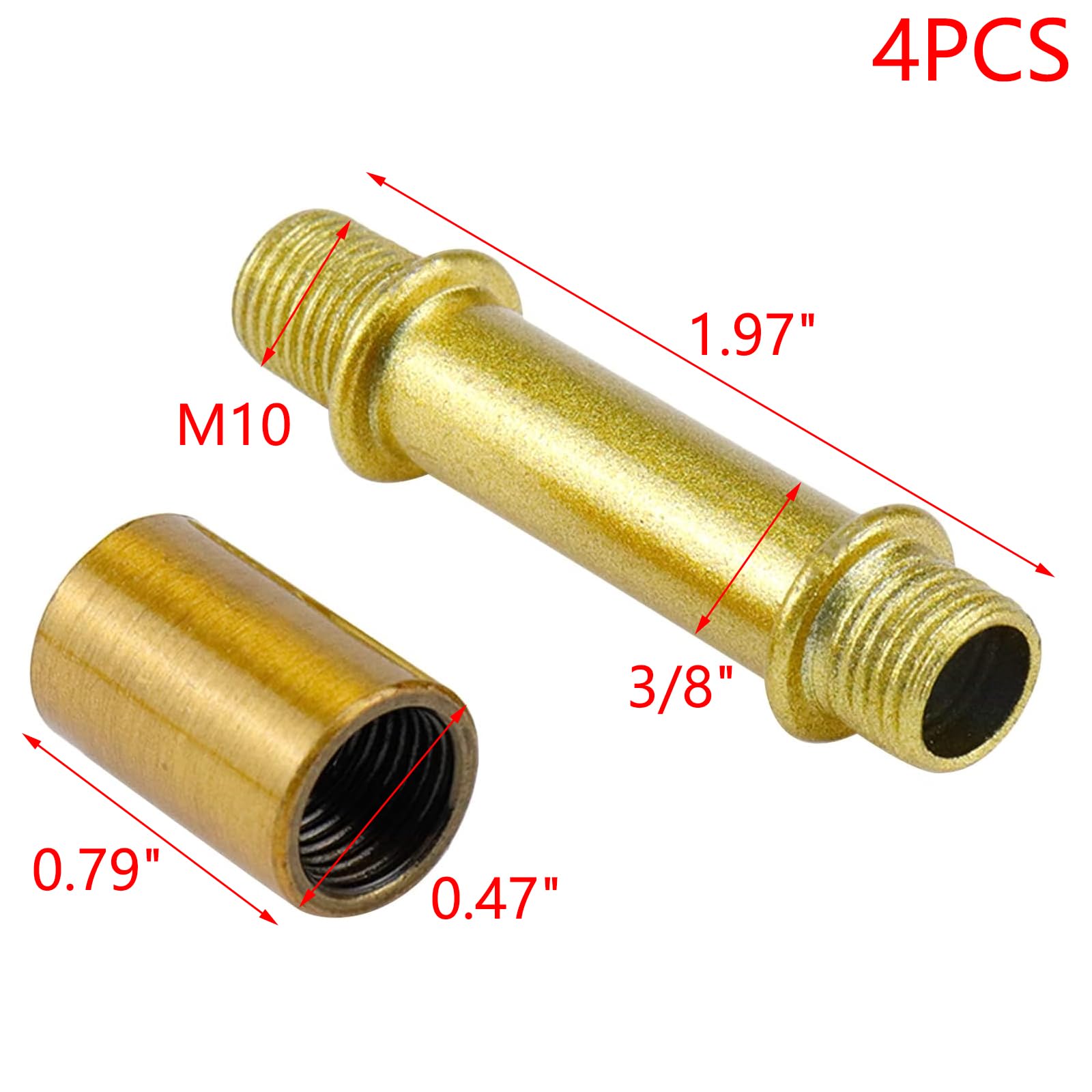 My Mironey 4 Sets Straight Pipe Lamp Stem Kit With Connector M10 Gold Lamp Rod Hardware Light Fixture Parts Replacement, 1.97''