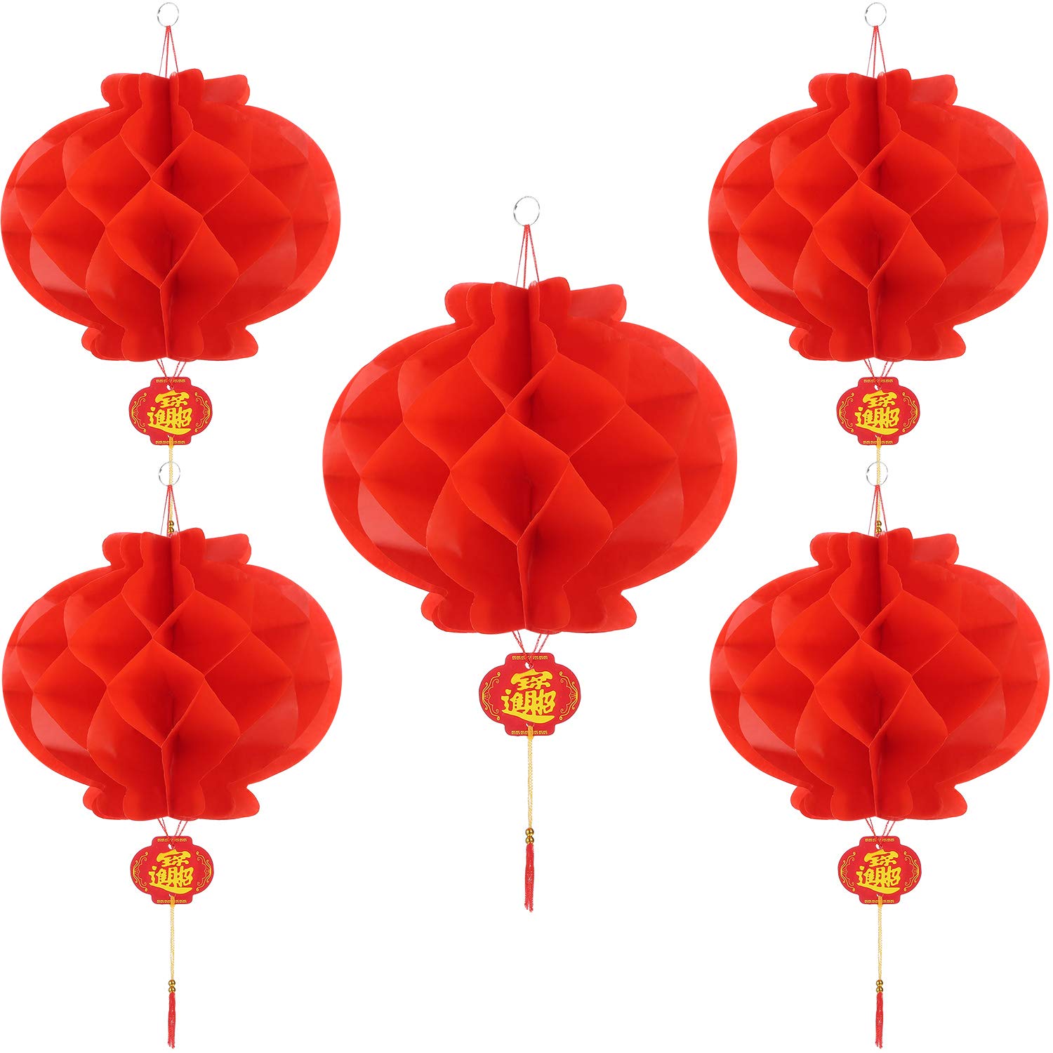 Bememo Red Paper Lanterns, 20 Pieces, 12 Inch, Plastic, Chinese New Year Decorations for Spring Festival, Weddings, and Restaurants