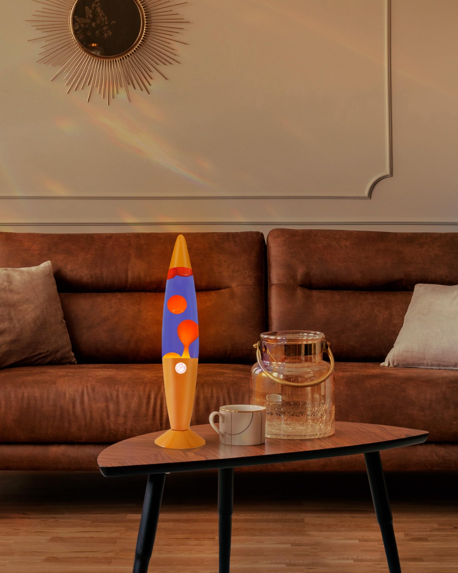 Vanful Liquid Motion Lamp 16" - Orange Wax & Purple Water - Aluminum Mood Light for Home & Office Décor