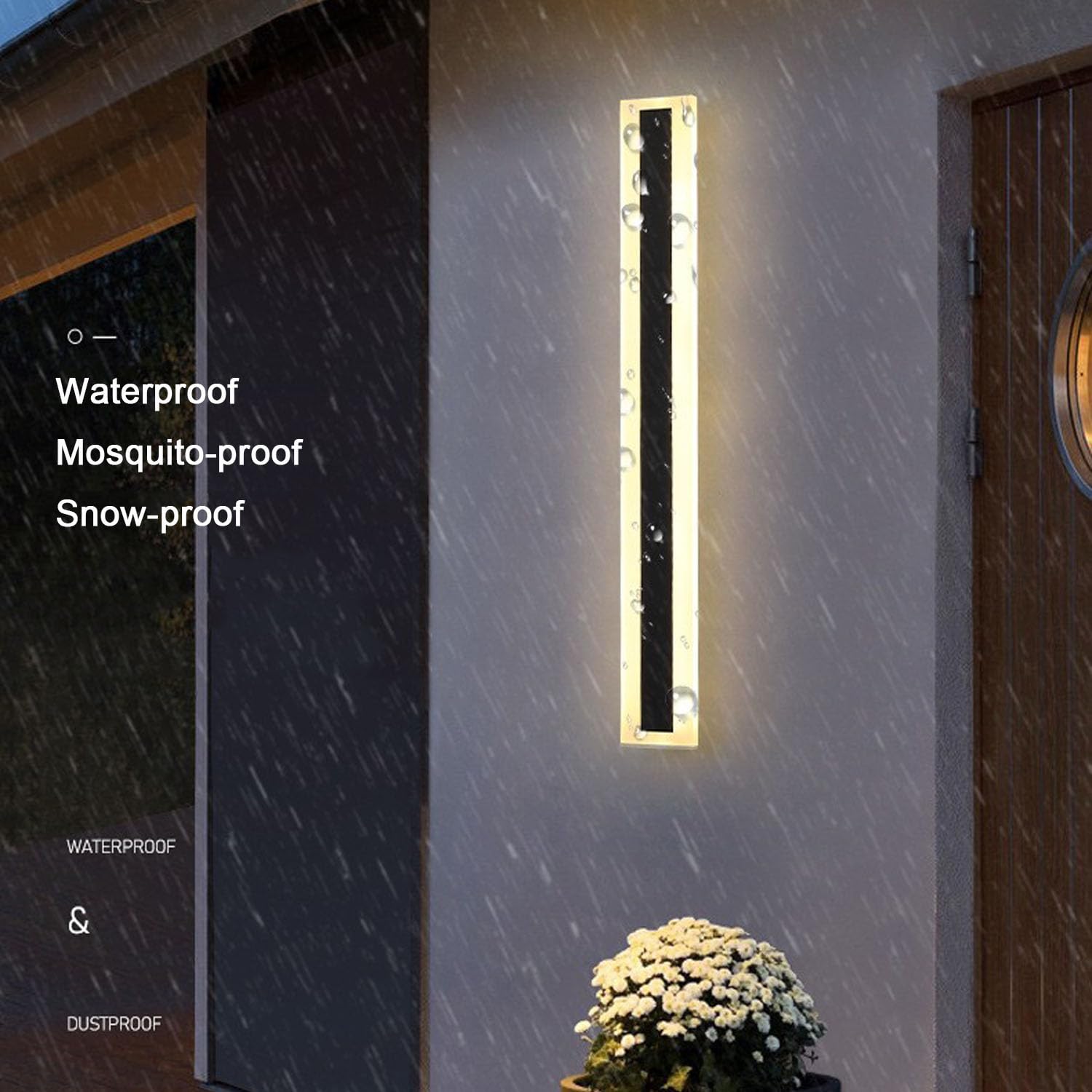 Yongjishun 1 Pack 39Inch Long Outdoor Led Wall Light,30W Waterproof Ip65 Warm White 110V Led Wall Mount Lighting Fixture Rectangular Black Garage Wall Lights Elegant Frosted White Acrylic Anti Rust