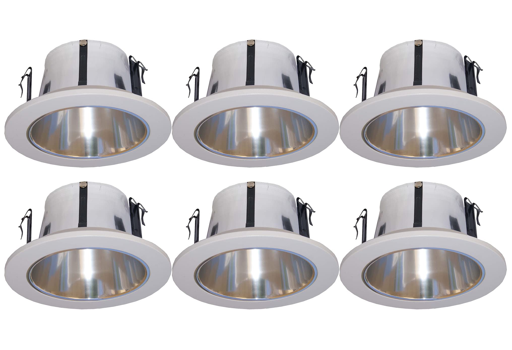 6 Pack- 4 Inches Open Reflector Trim/Trims for Line Voltage Recessed Light/Lighting-fit Halo/Juno
