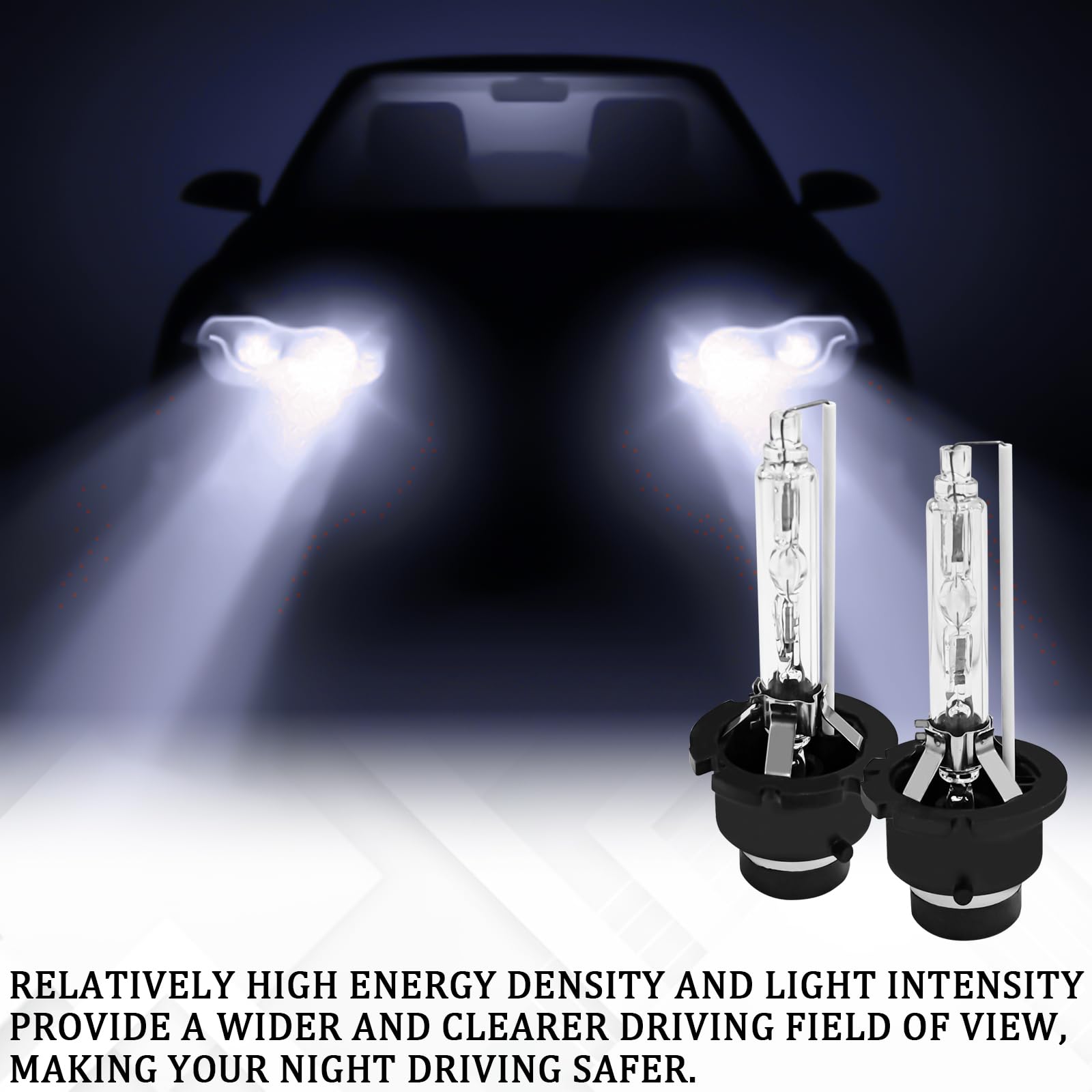 Samwingear D2S Hid Headlight Bulbs 2Pcs 35W Super Bright Bulbs  D2S Headlight Bulb D3S Hid Car Original Replacement Lights 12V High Beam Low Beam Xenon Bulbs With Metal Stents Base (D2S White)