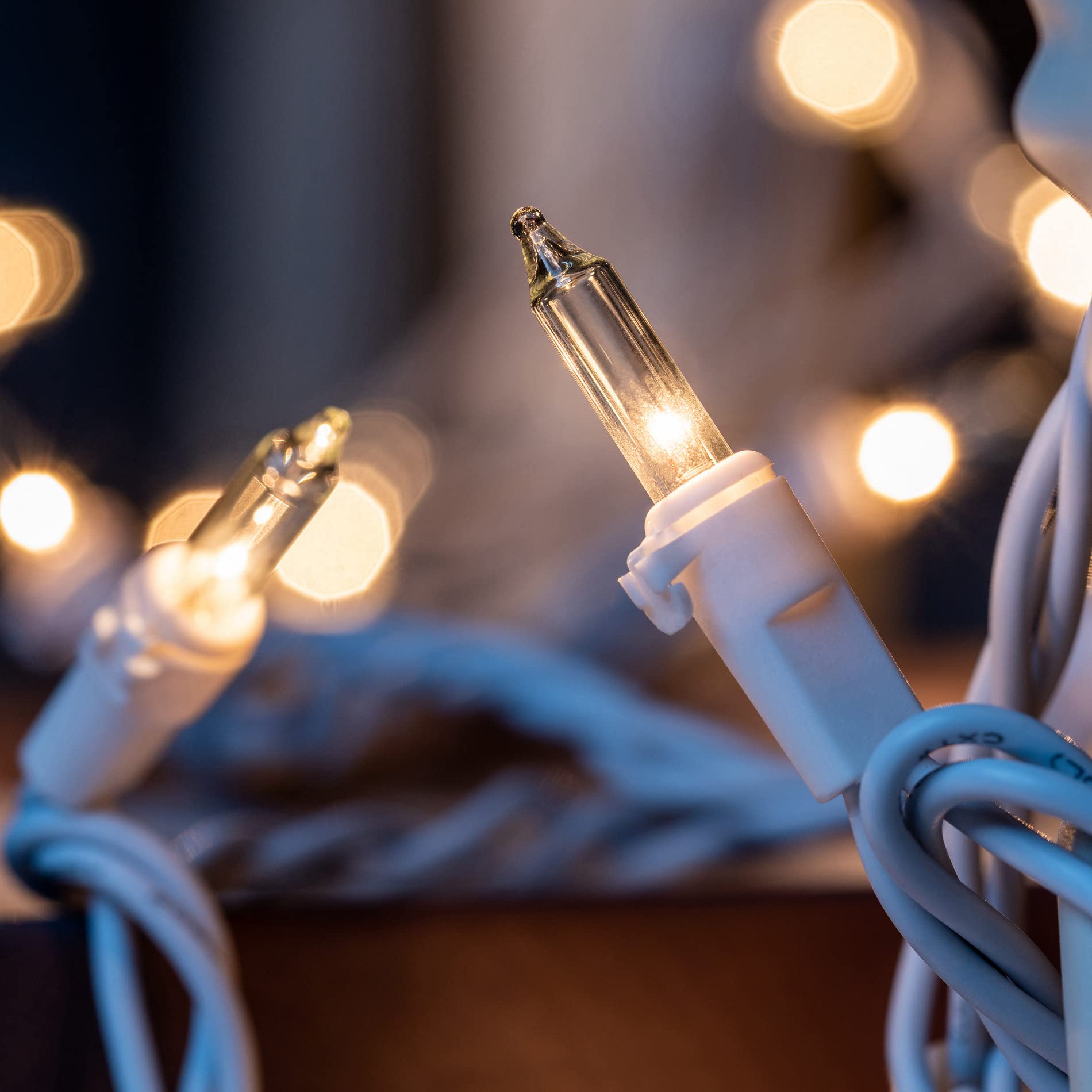 Sweet Shine 200 Count Clear Christmas Lights - 2 Strands, 100 Count, 33 Ft White Wire