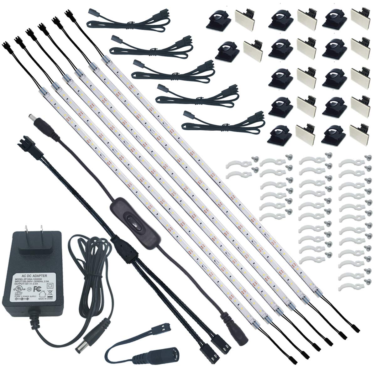 Litever Under Cabinet Lighting Kit, 6 PCS LED Strips, 20 Inches, 24W, 1800 Lumen, Warm White 2700K, Model 0120-021
