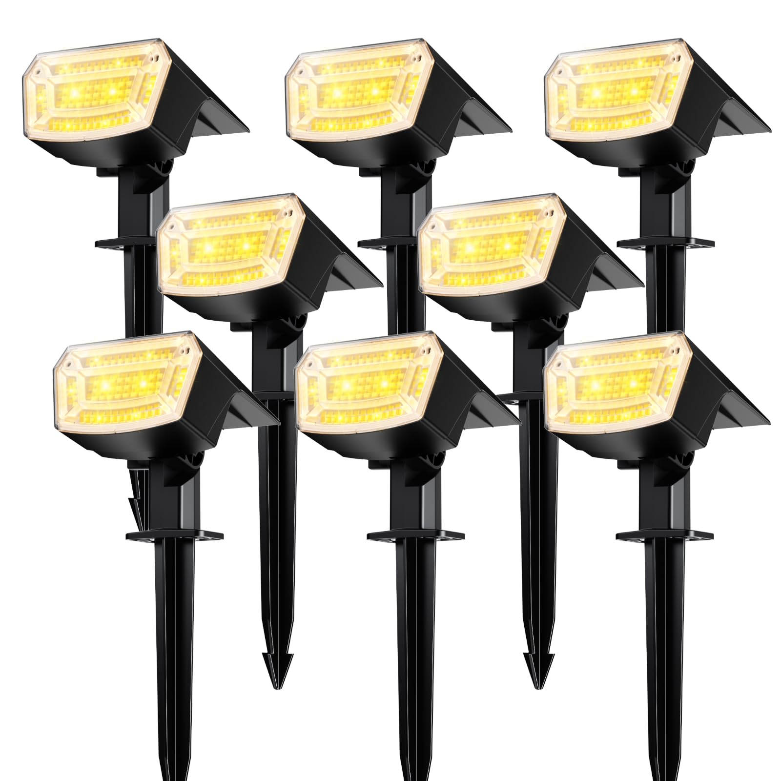 TECKNET Solar Spot Lights, 8 Pack, 59 LED, Waterproof IP65, Auto On/Off, 3 Lighting Modes, Warm White, Model TK-SL005