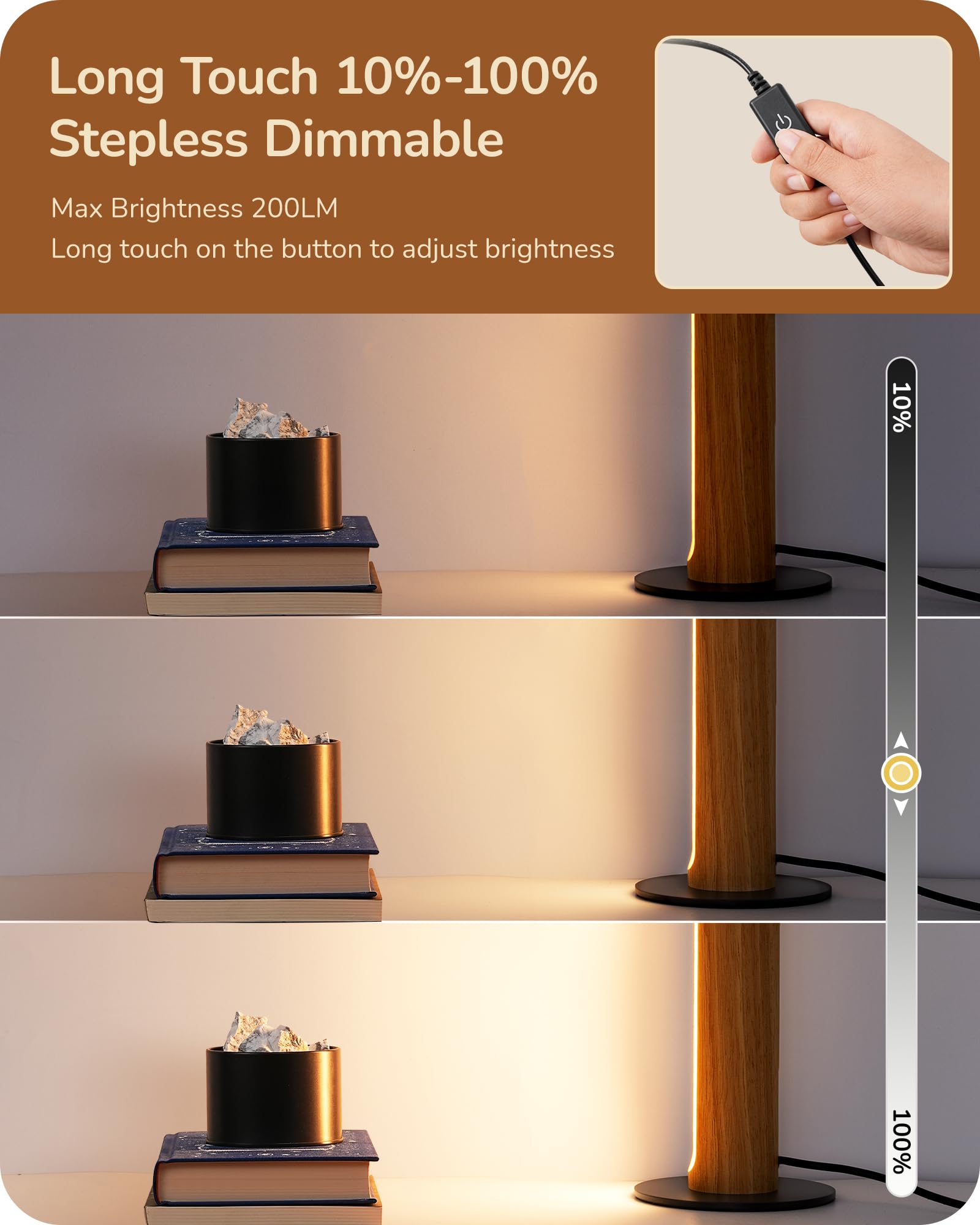 Edishine Led Table Lamp, Small Bedside Lamp With 3 Color Temperature & Stepless Dimmable, Memory Function, One-Step Installation