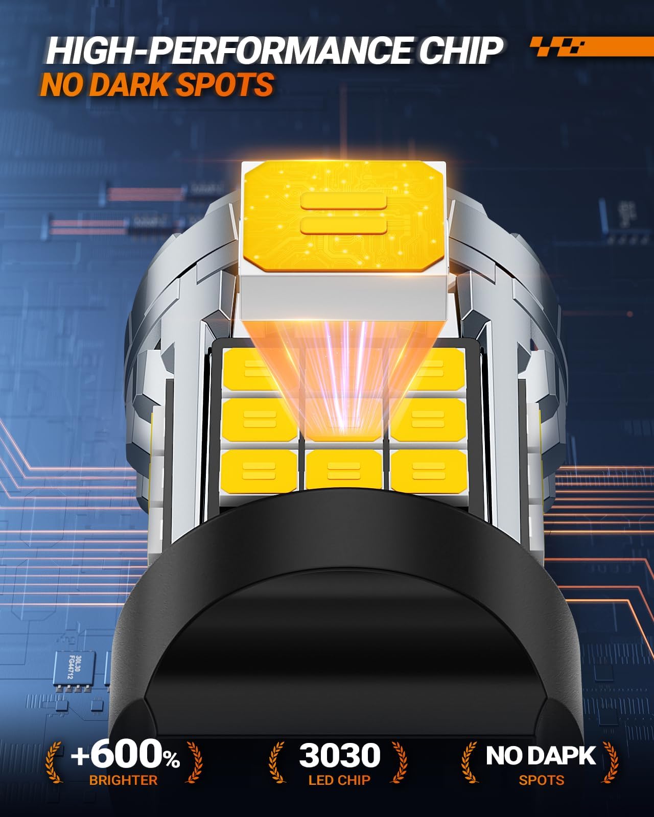 SEALIGHT 7443 LED Bulbs, Amber Yellow, Plug-N-Play, Anti Hyper Flashing, Pack of 2