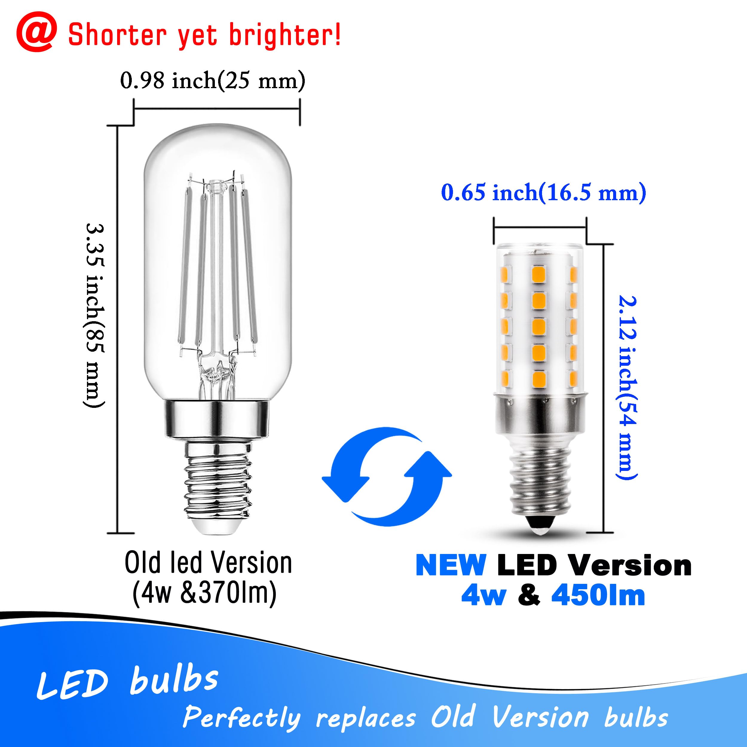Heifymi E12 40 Watt Equivalent Led Bulbs 6000K Daylight White 450Lm 4W 120V Led Candelabra Bulb With T6 C7 E12 Small Base For Wall Sconces Pendant Chandelier Ceiling Fan Lighting  Non-Dimmable  4 Pack