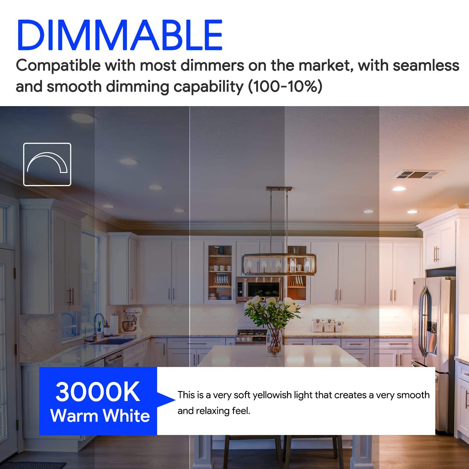 E Energetic Lighting 12 Pack Br30 Led Light Bulbs, Dimmable, Cri90, 8.5W=65W, 3000K Warm White, 650 Lm, E26 Base, Indoor Flood L