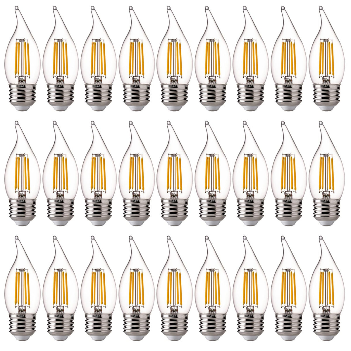 Flsnt Led Candelabra Light Bulbs E26 Base, 60 Watts Equivalent Dimmable Led Chandelier Light Bulbs, 2700K Soft White, 24 Pack Ul