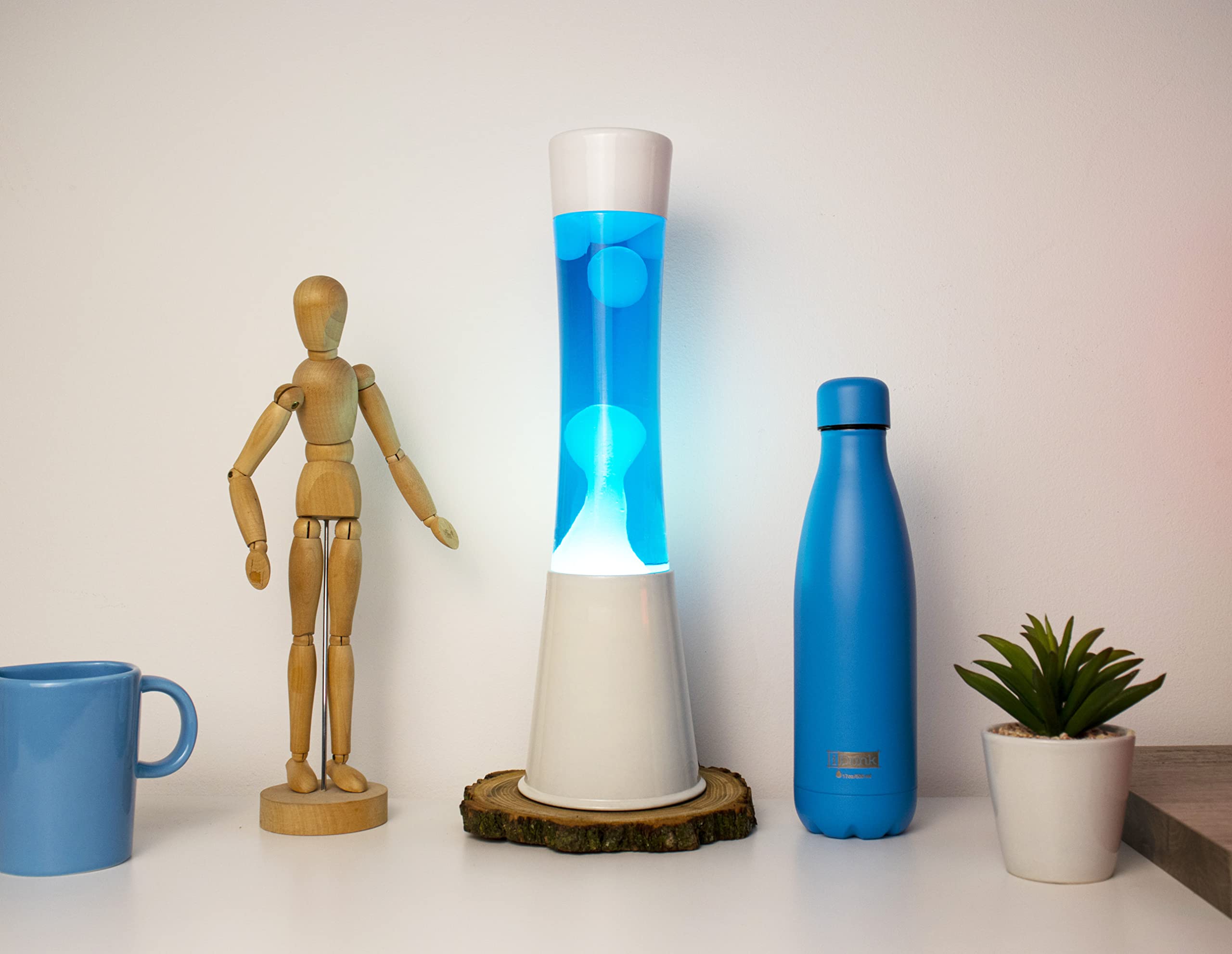 ITOTAL - Lamp with Internal Movement of Colored Bubbles/Colorful Flow and Hypnotic Wax 3.93 x 15.74 in/with US Plug (Blue & Whit