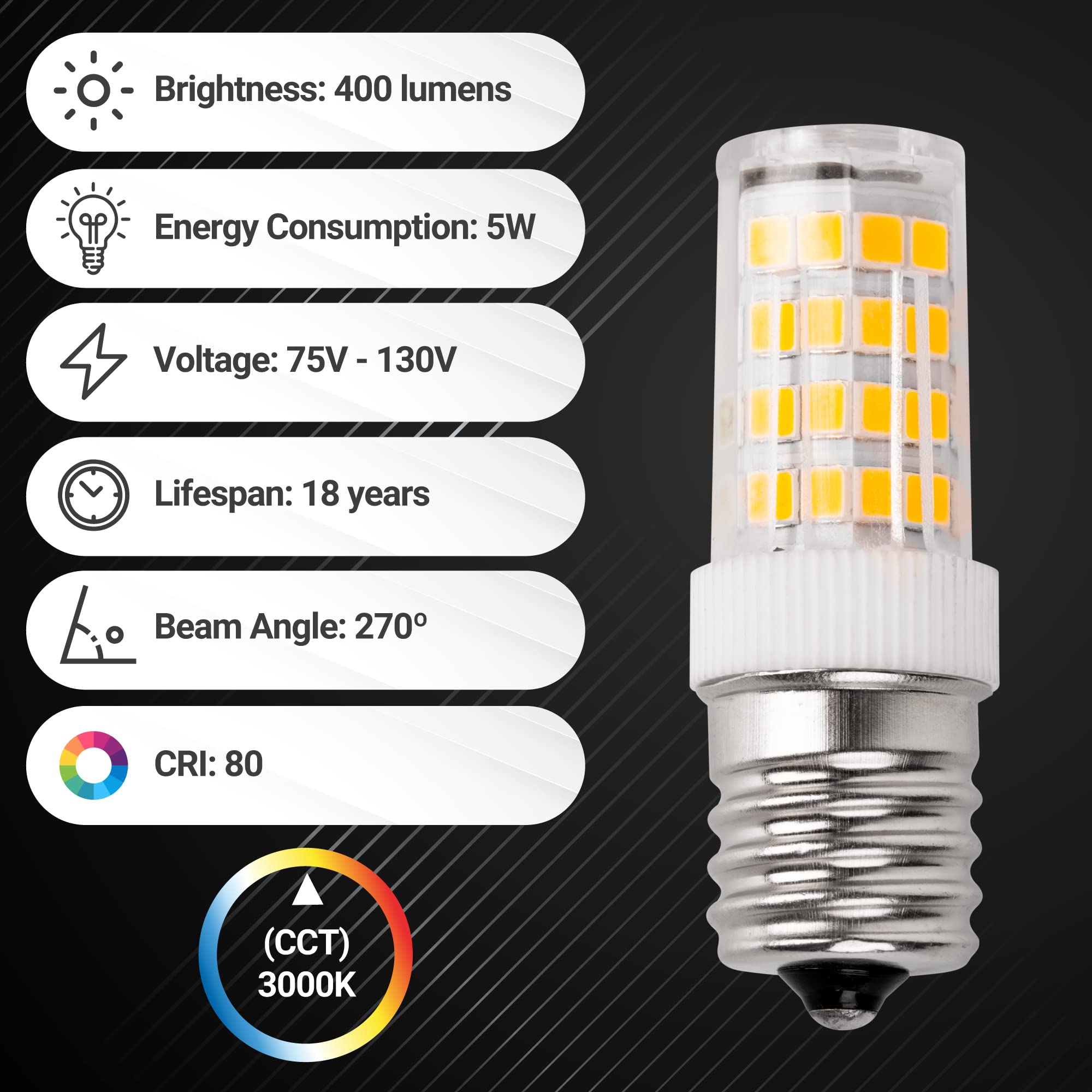 BlueStars E17 LED Bulbs 5W 3000K Warm White Dimmable - Fits Whirlpool Maytag Microwaves, Model 8206232A, 3 Pack