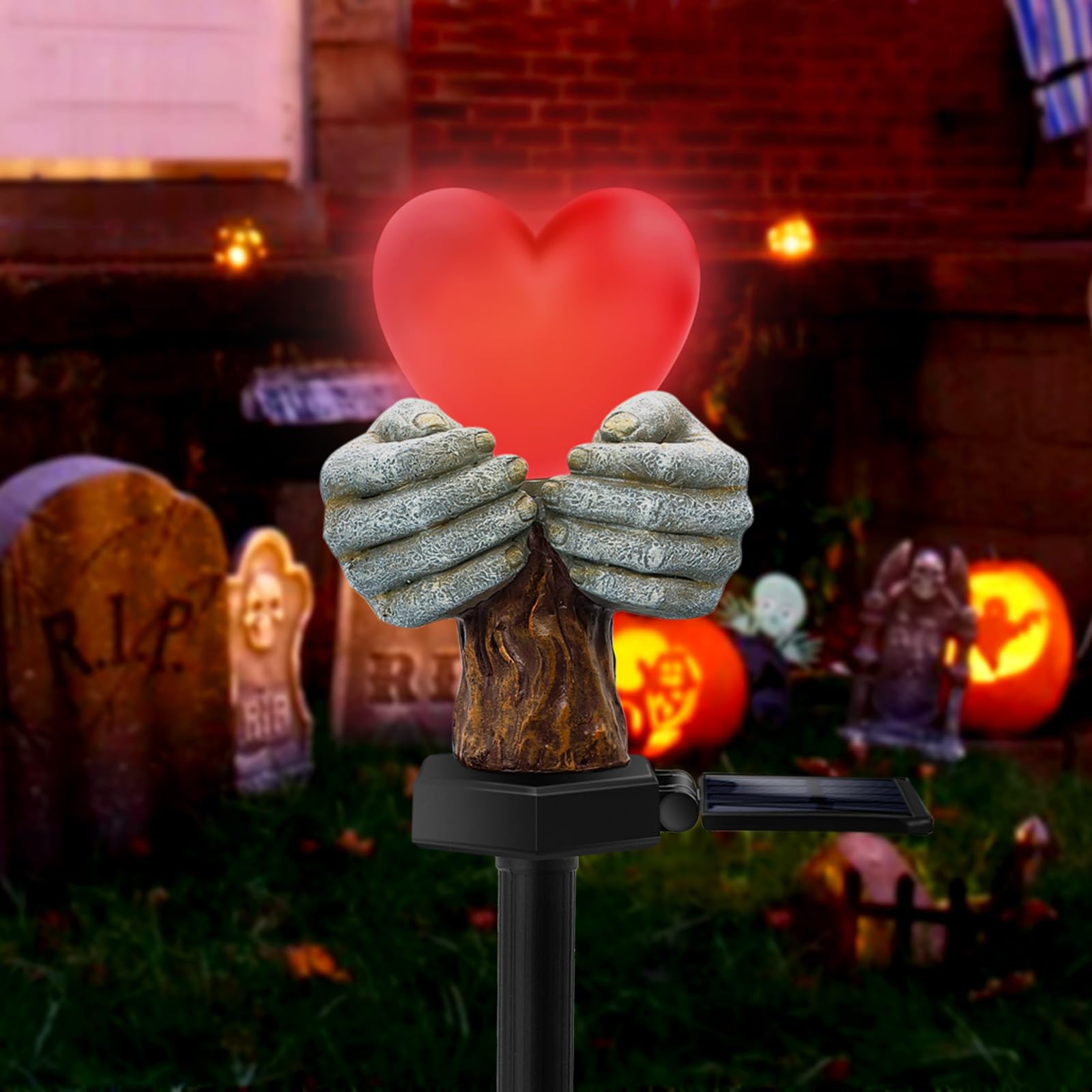 Solar Halloween Lights Outdoor, Solar Love Heart Hands Statue Memorial Gifts For Mom Grandma Loved Ones, Halloween Decorations S