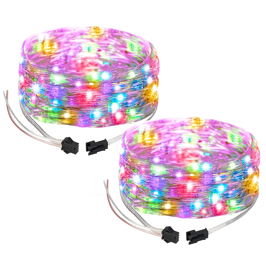 BTF-LIGHTING Chasing Dream Full Color Twinkle Decorative Light 2Pack 16.4ft Total 100LED Addressable WS2812B IC Fairy String DC5V for Kid's Bedroom, Christmas Tree, Party(No Adapter or Controller)