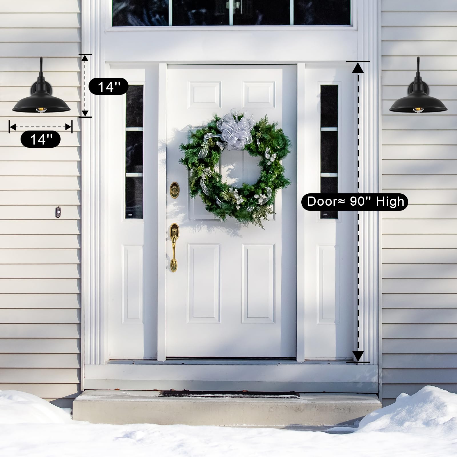 GOALPLUS 14" Outdoor Gooseneck Light Fixture - Matte Black Barn Light for Porch & Garage, Model LM2202