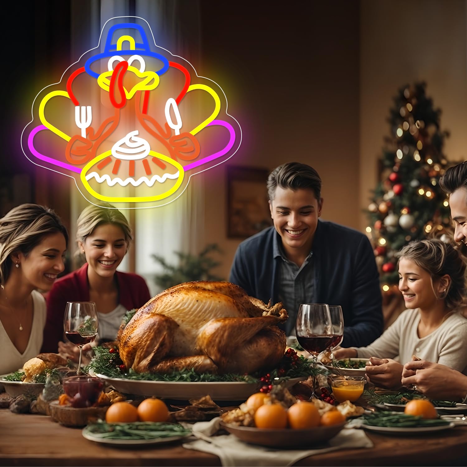 Thanksgiving Turkey Neon Sign Thanksgiving Turkey Decoration Dimmable Thanksgiving Neon Light For Autumn Room Bedroom Table Wall Decor Home Party