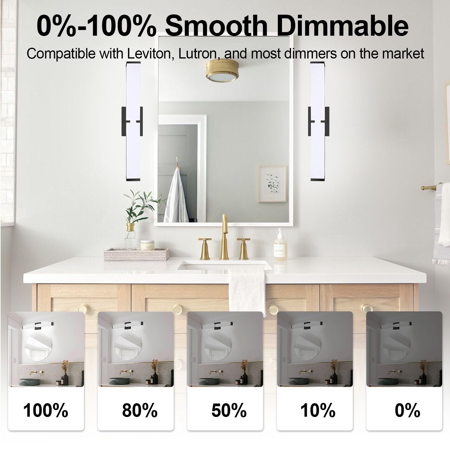 NOVELUX 16 Inch LED Bathroom Vanity Light, Black Modern Design, Cool White 5000K, Stainless Steel, ETL Certified, 1 Pack