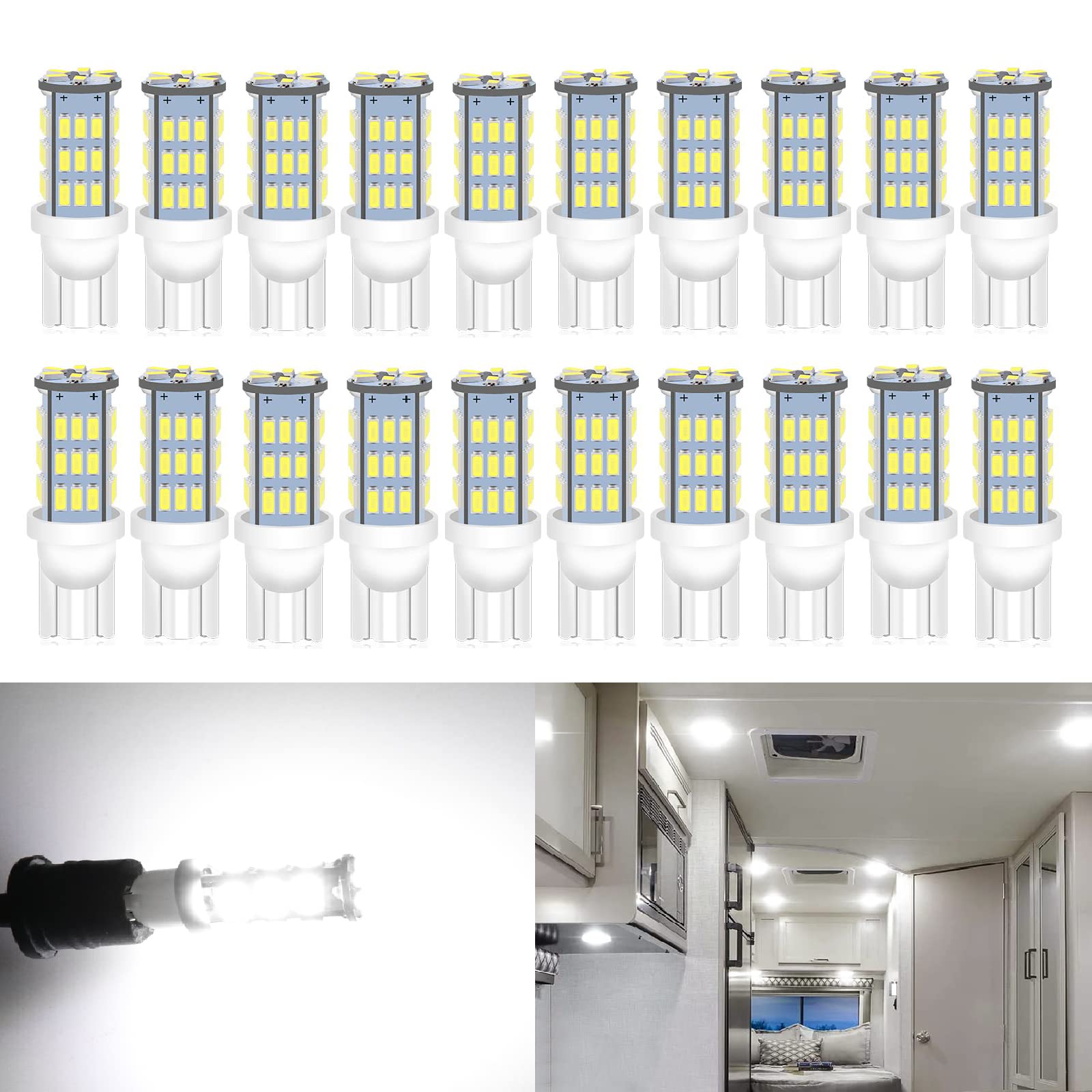 Qoope 921 Rv Interior Led Light Bulbs, T10 912 194 Led Camper Light Replacement Bulbs For Rv Car Dome Map Door License Plate Tra