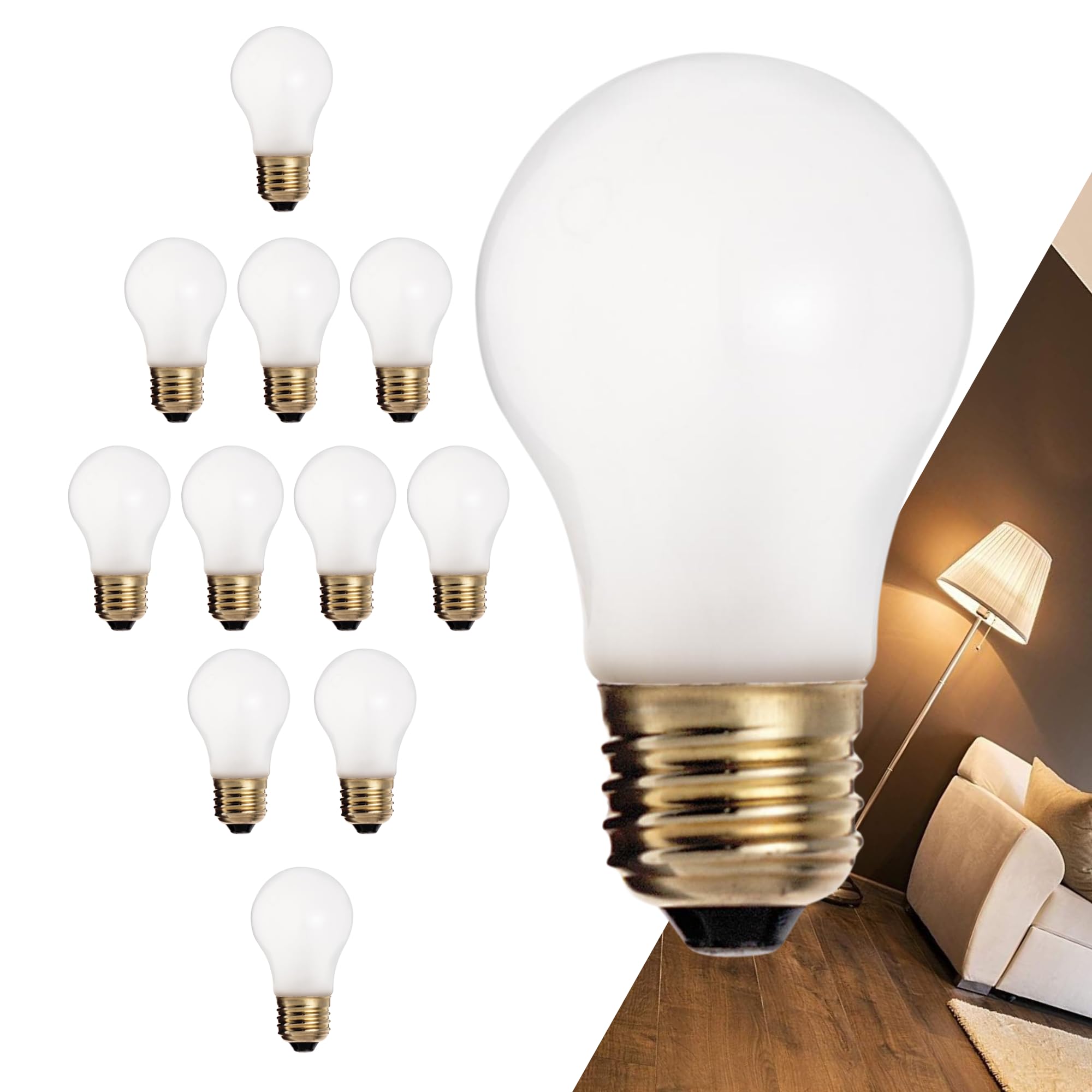Satco S4881: 40 Watt A15 Incandescent Frost Bulb, Shatter-Proof, Medium Base (E26), Warm White 2700K, 130 Volt (12 Pack)