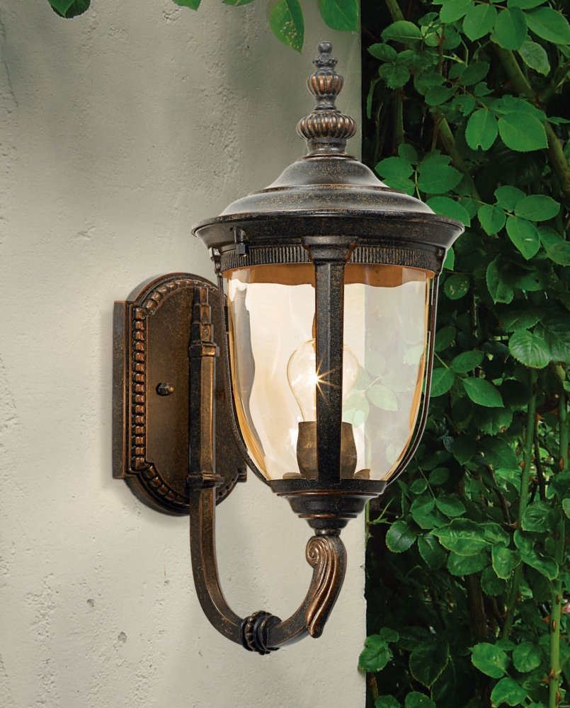 John Timberland Bellagio Outdoor Carriage Light Fixture, Vintage Bronze, 16.5" High, Hammered Glass Sconce for Porch, Patio, Garden