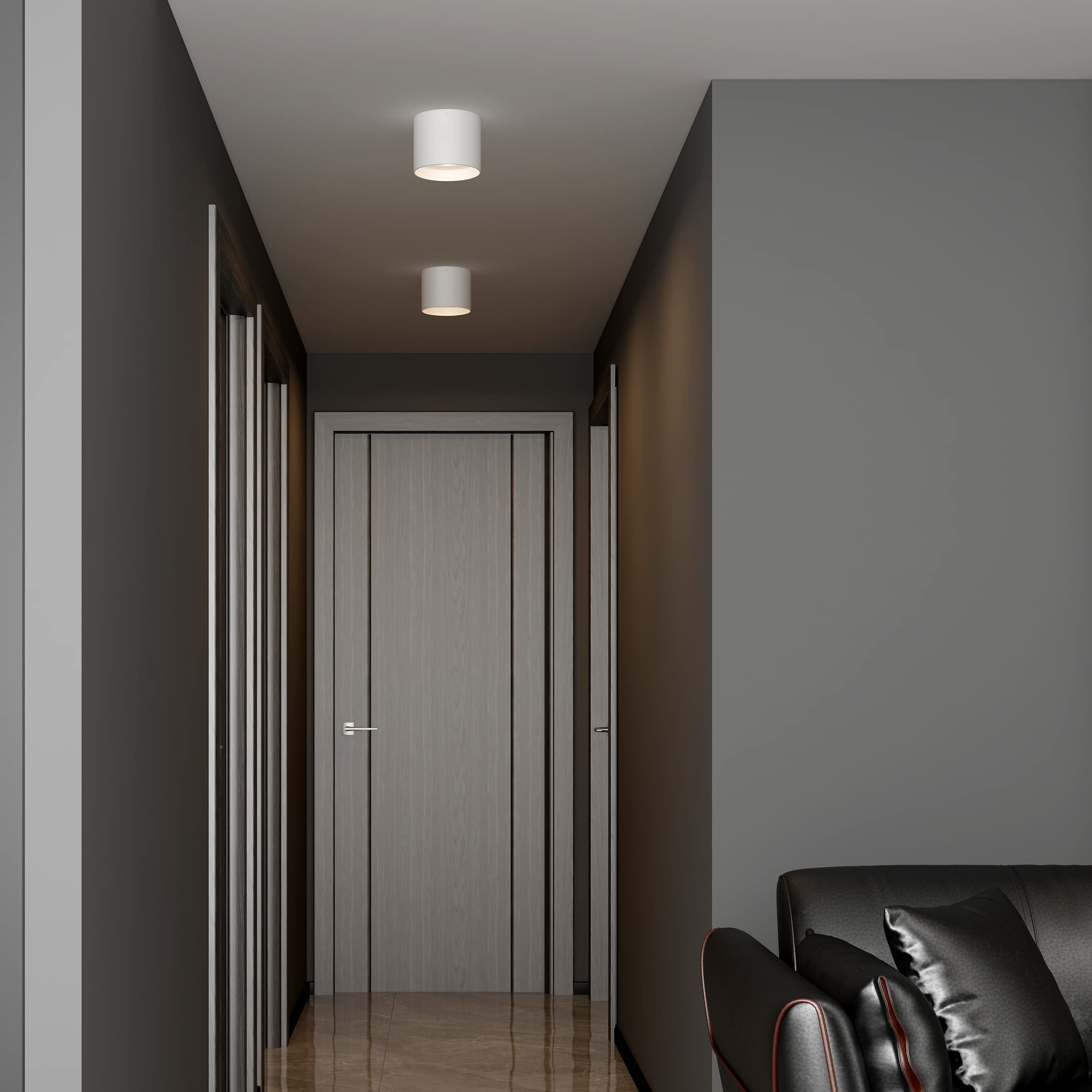 ilucezzo 20W LED Flush Mount Ceiling Light - 5.9" Aluminum Cylinder, Dimmable, Warm White, Modern Design for Foyer/Kitchen/Hallway