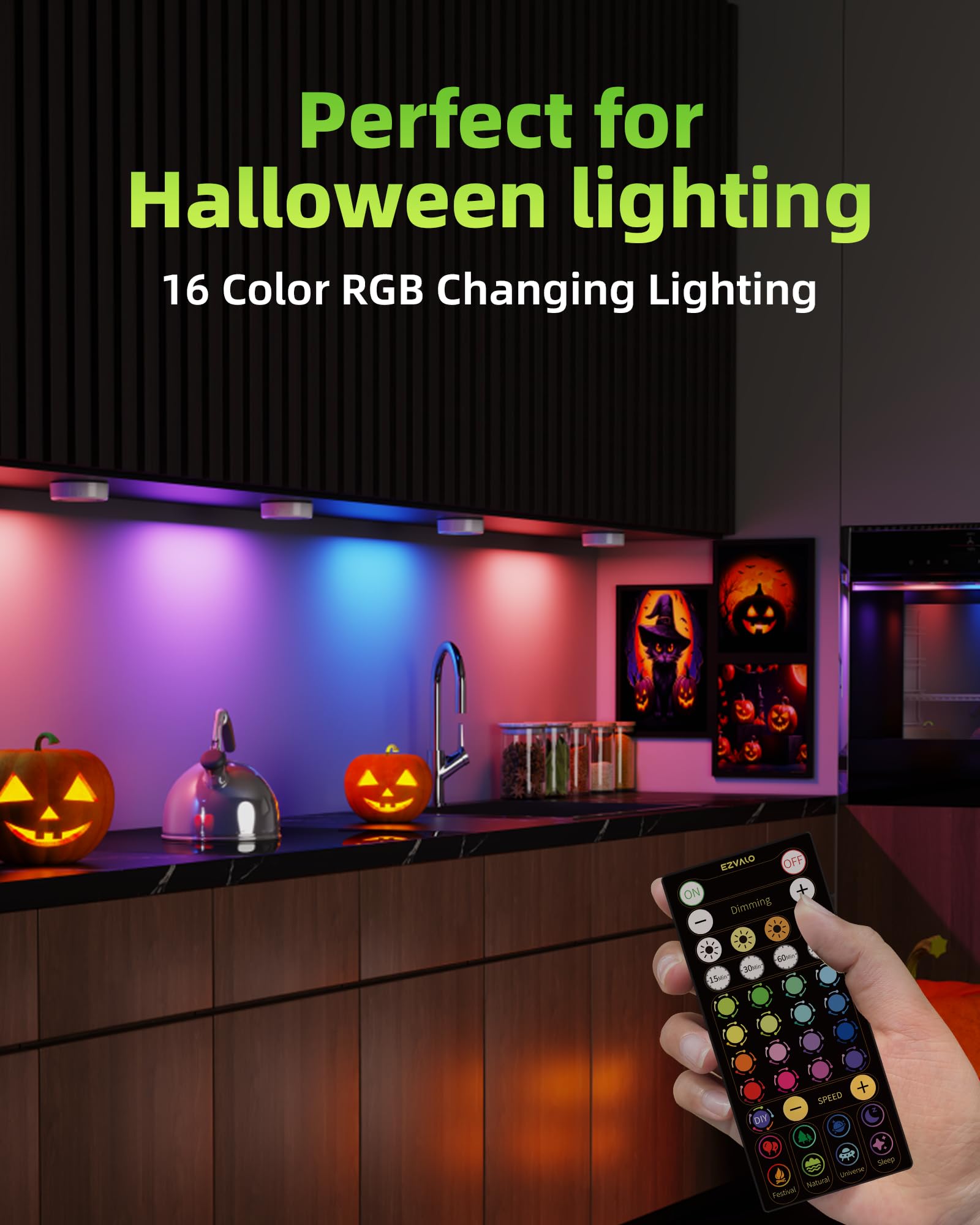 Ezvalo Led Puck Lights  6 Pack Rechargeable 3 Color & 16 Rgb Battery Touch Light  2.5   Mini Tap Lights  Wireless Closet Light  Under Cabinet Lighting  Sitck On Lights For Kitchen Pantry Shelves