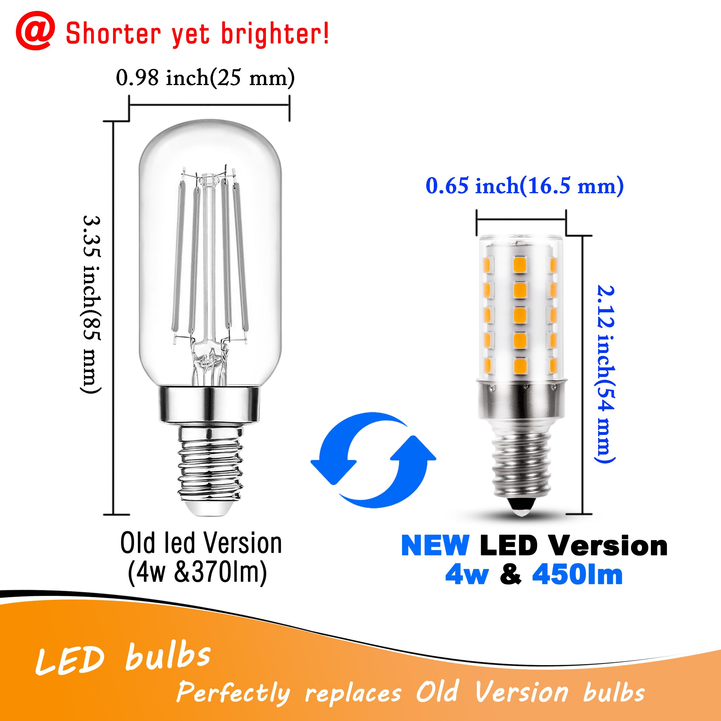 Heifymi E12 40 Watt Equivalent Led Light Bulbs 2700K Warm White 120Volt 450Lm 4W T6 C7 E12 Small Base Led Candelabra Bulb For Chandelier Pendant Ceiling Fan Lighting Wall Sconces  Non-Dimmable  4 Pack