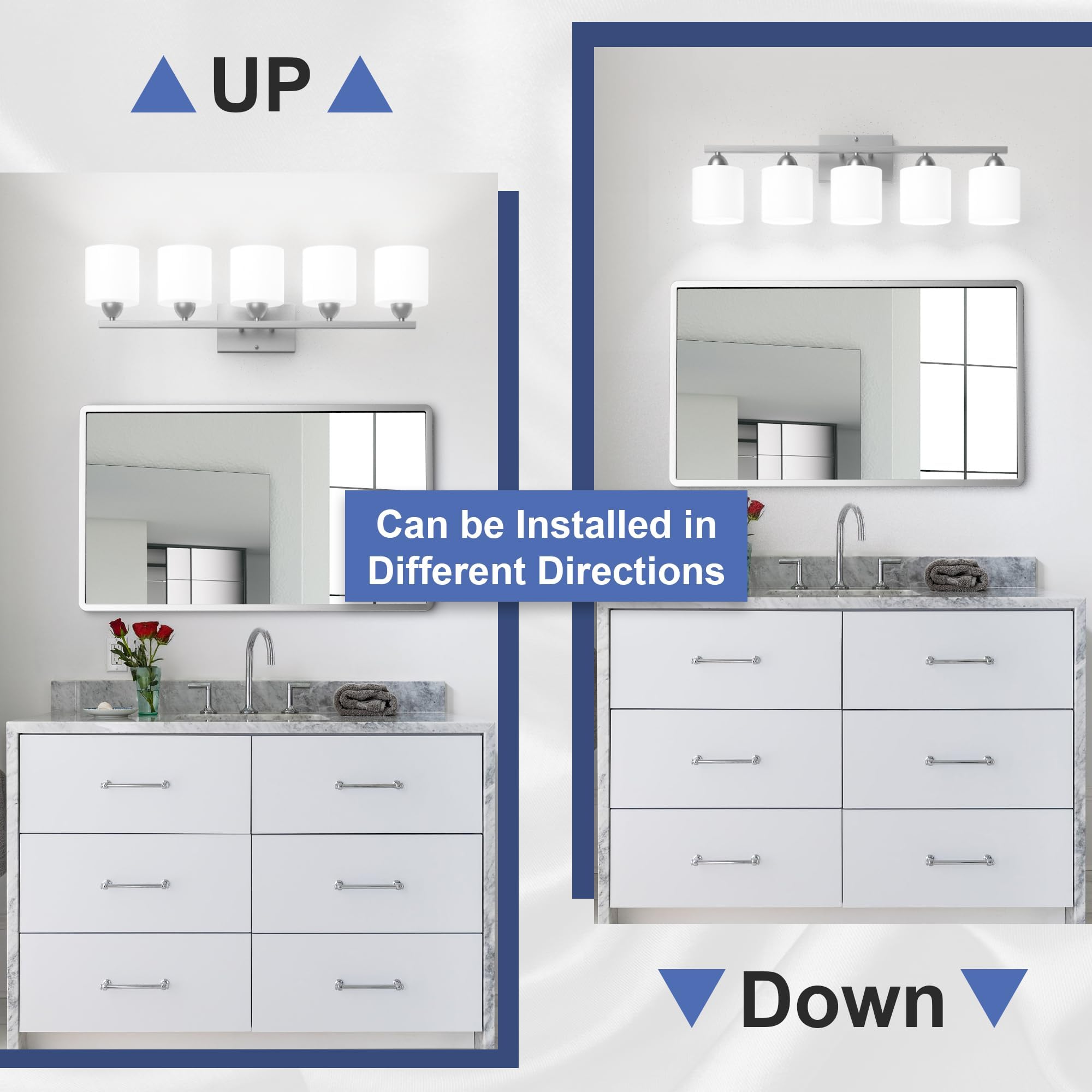 Dekang Bathroom Lighting Fixtures Over Mirror, Anti-Rust Vanity Light Fixture For Bathroom, Modern 5-Light Wall Sconce Light For