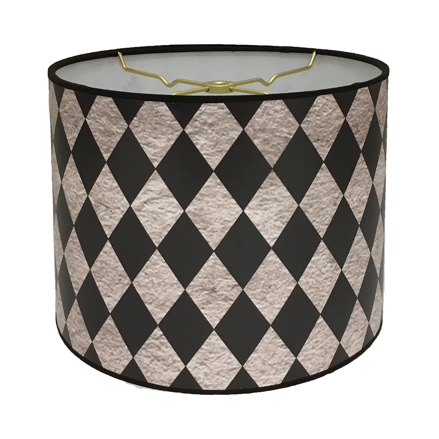 Royal Designs, Inc. Trendy Decorative Handmade Drum Shade, Made in USA, 10in, HBC-8018-10, Diamonds on Beige