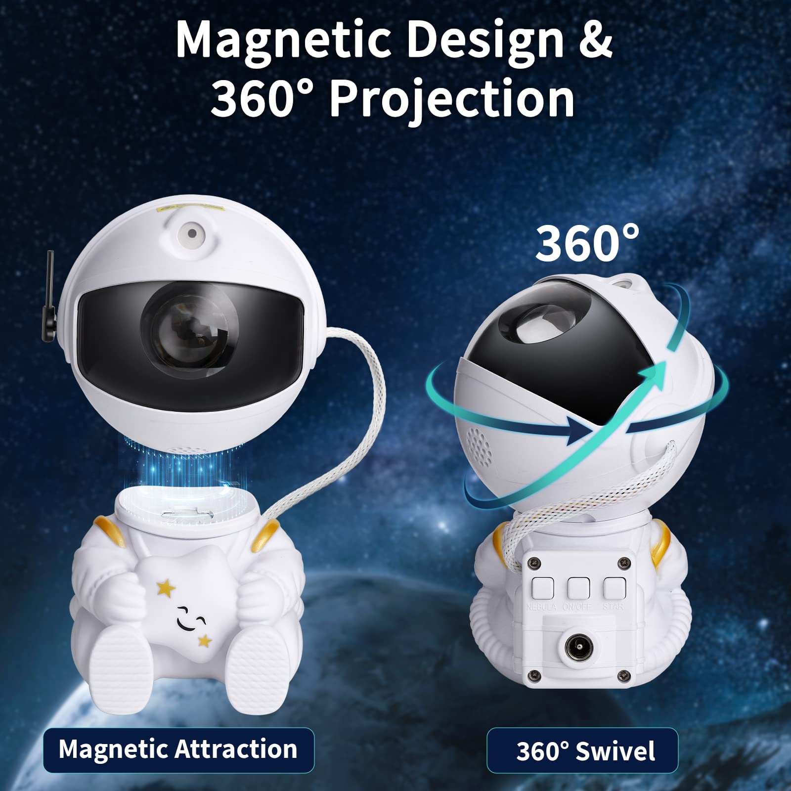 Muaosky Galaxy Projector Multiple Nebula Modes, Star Projector Galaxy Light With Remote Control, Galaxy Light Projector For Bedroom, Astronaut Projector For Kids, Ceiling, Room Decor, Party, White