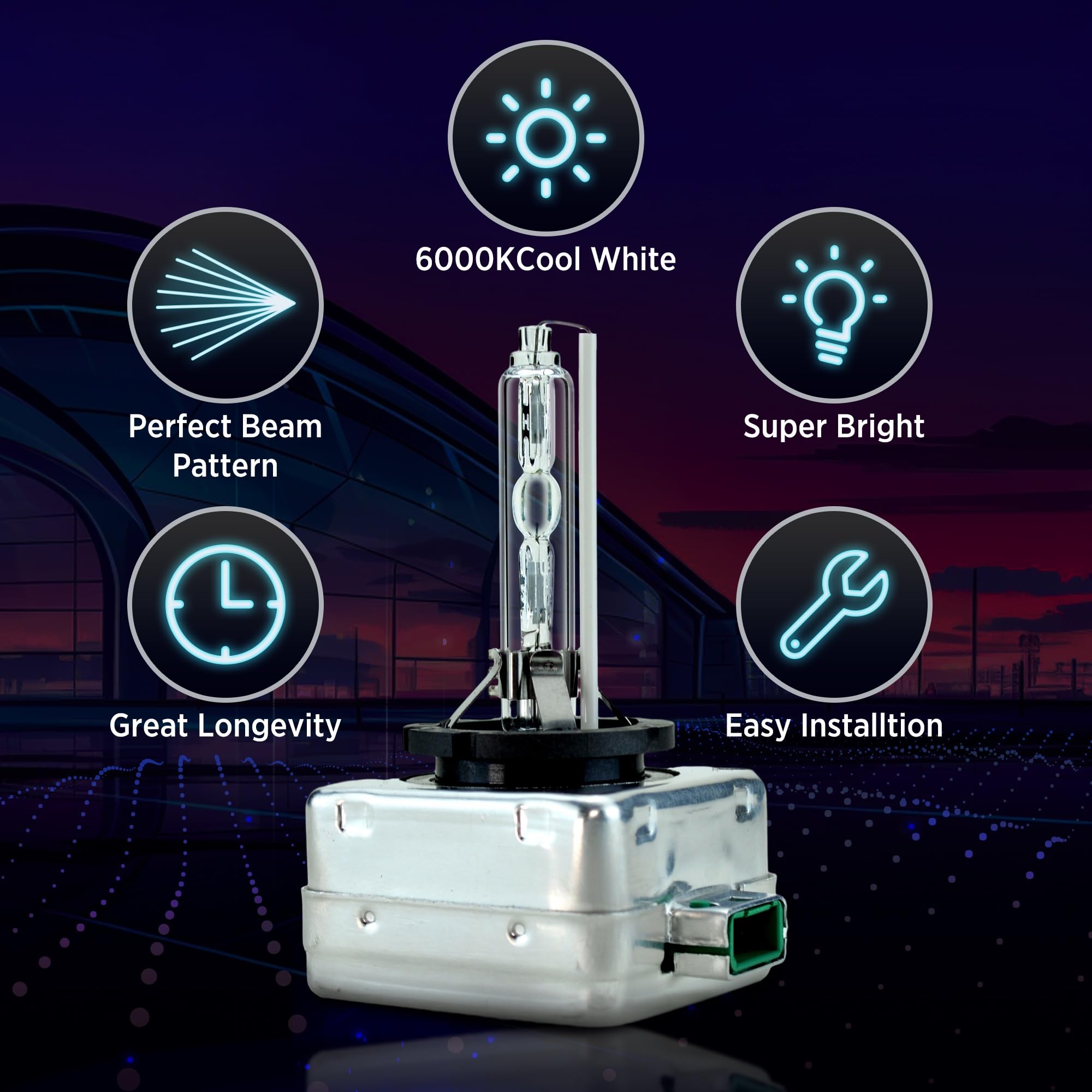 Innovited D3S HID Xenon Headlight Bulbs 12000K Pure Blue High Low Beam 66340 42403 42302,etc Replacement Bulb - Pack of 2