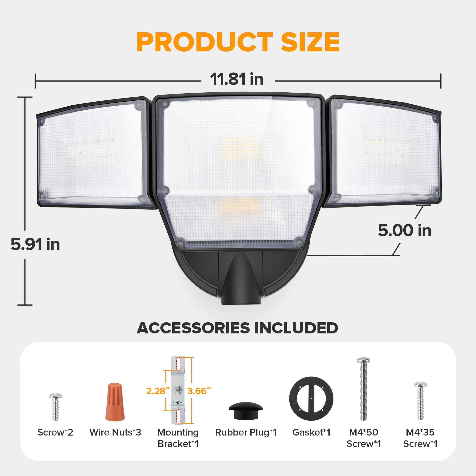 LUTEC 80W LED Flood Lights, 9000LM, 4 Heads, IP65 Waterproof, Black, Model 7632814012 for Outdoor Garage, Yard, and Patio Use