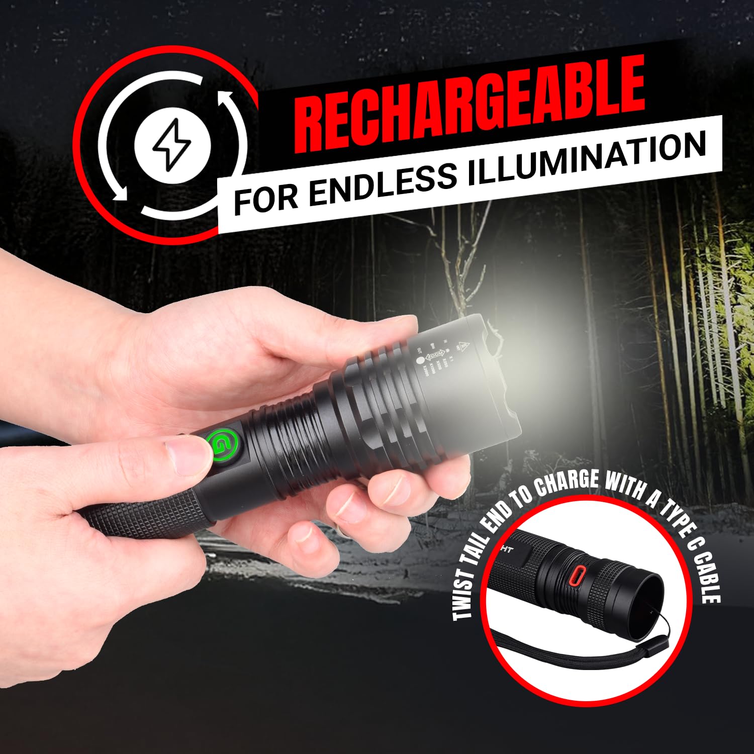 Gearlight S2000 Led Rechargeable Flashlight High Lumens - Super Bright, Powerful, Mid-Size Tactical Flashlight For Outdoor Activ