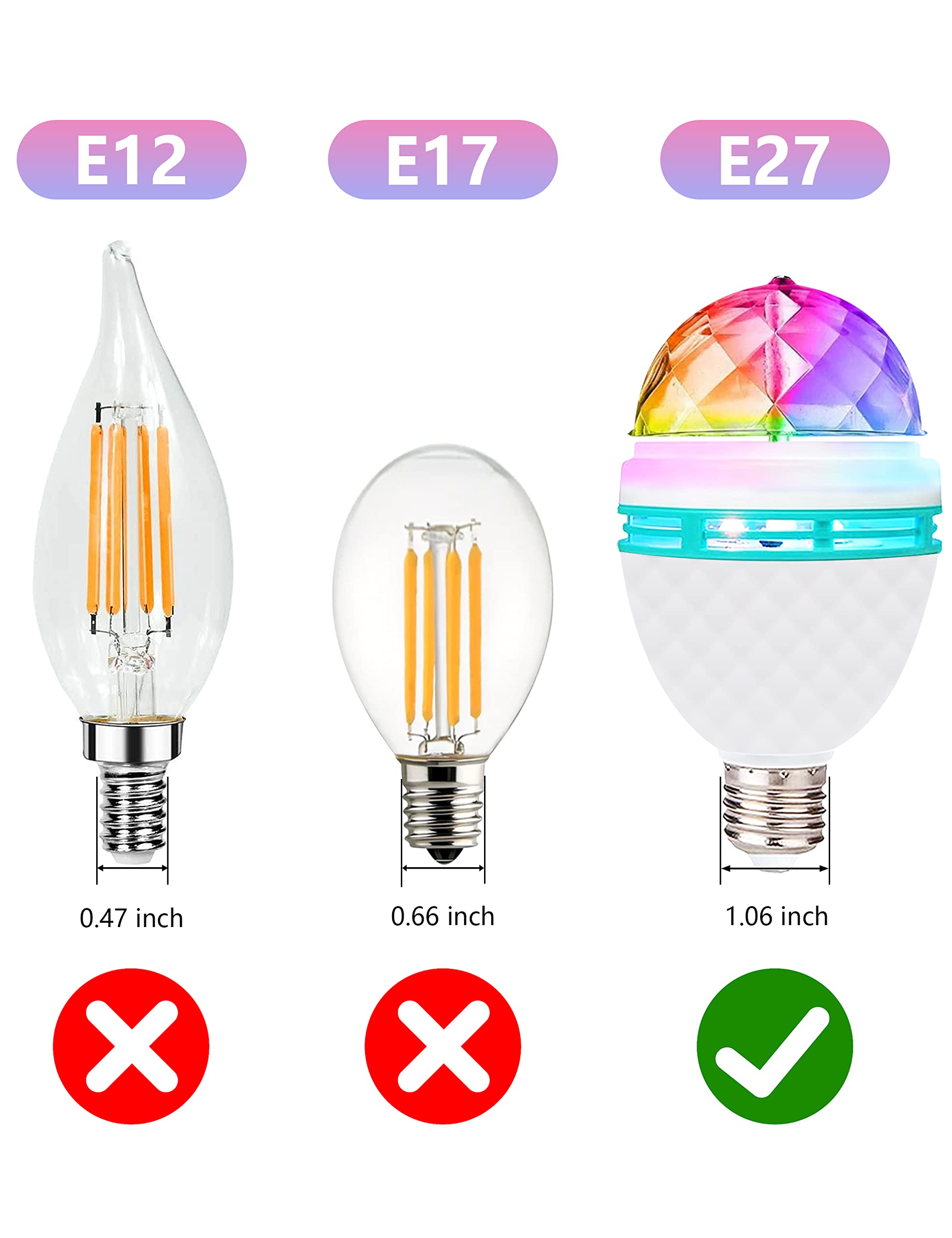 Iagbibui Disco Ball Light Bulb, 3W E27 Rgb Color Rotating Bulb Led Party Bulbs, Magic Ball Light For For Disco, Holiday, Birthda