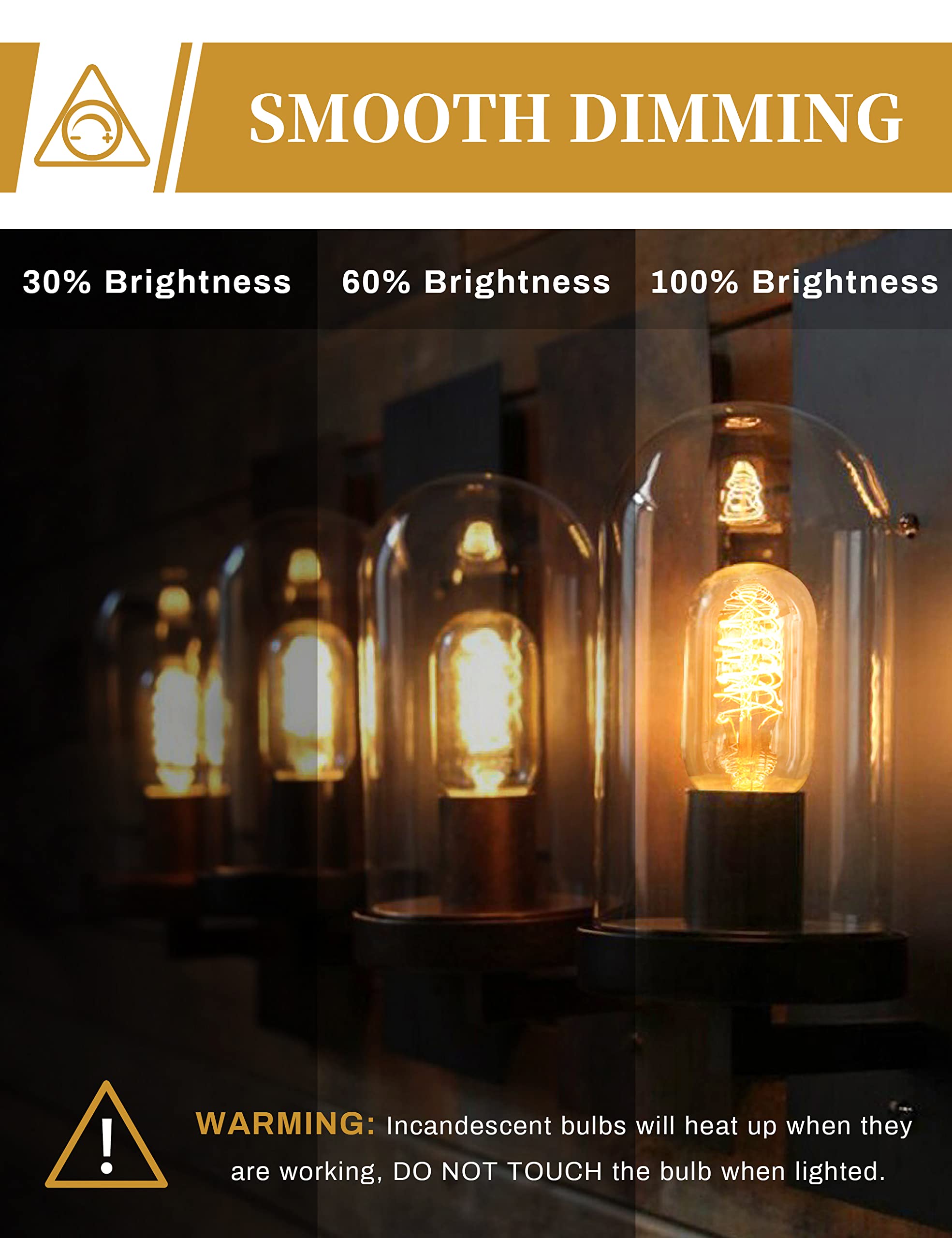 DORESshop Vintage Edison Light Bulbs 40W Incandescent 6 Pack Amber Glass Warm White E26/E27 Base Dimmable