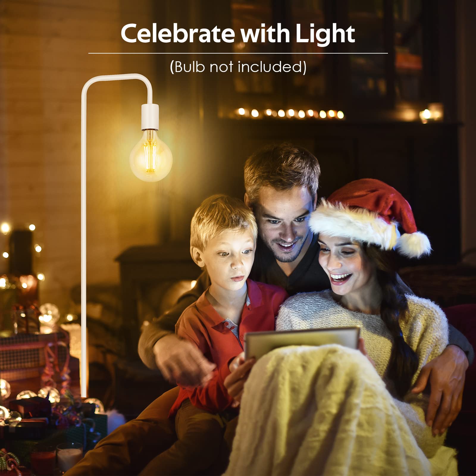 Boostarea Floor Lamp, White Industrial Floor Lamp, 63In Standing Lamp, E26 Socket, On/Off Footswitch, Whole Metal, Etl Listed, M