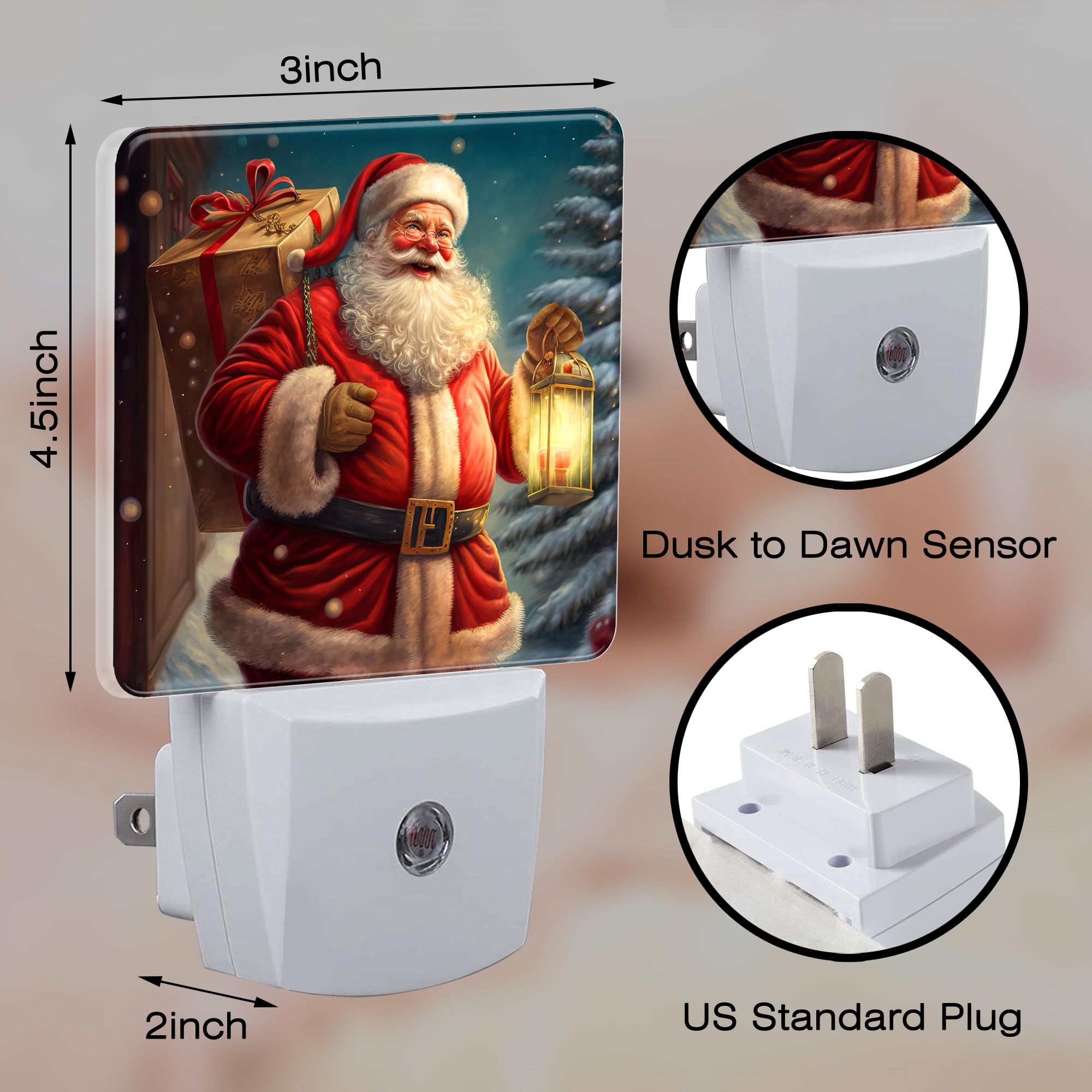sndheke Christmas Santa Claus Night Light with Dusk to Dawn Sensor, 0.5W Energy Saving, Model SBD04, Color16